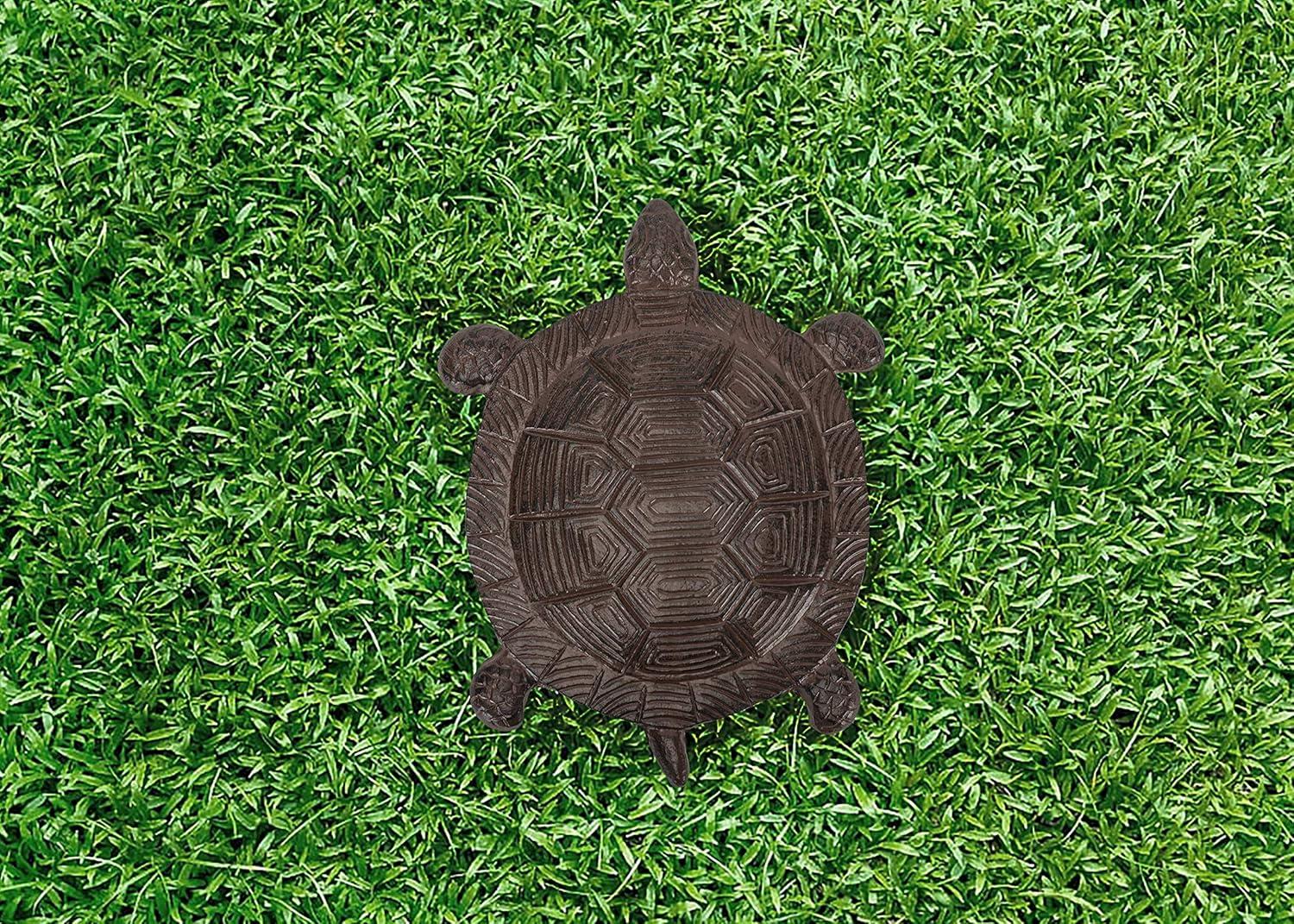 Rustic Bronze Cast Iron Turtle Stepping Stone 13 Inches