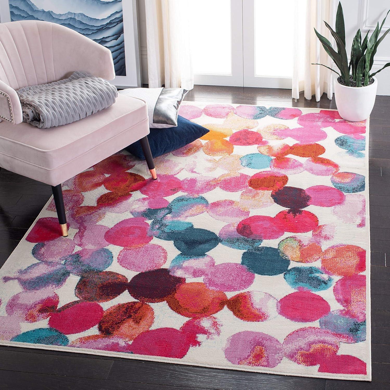 Lillian LLN377 Power Loomed Area Rug - Rose/Light Blue - 8'x10' - Safavieh