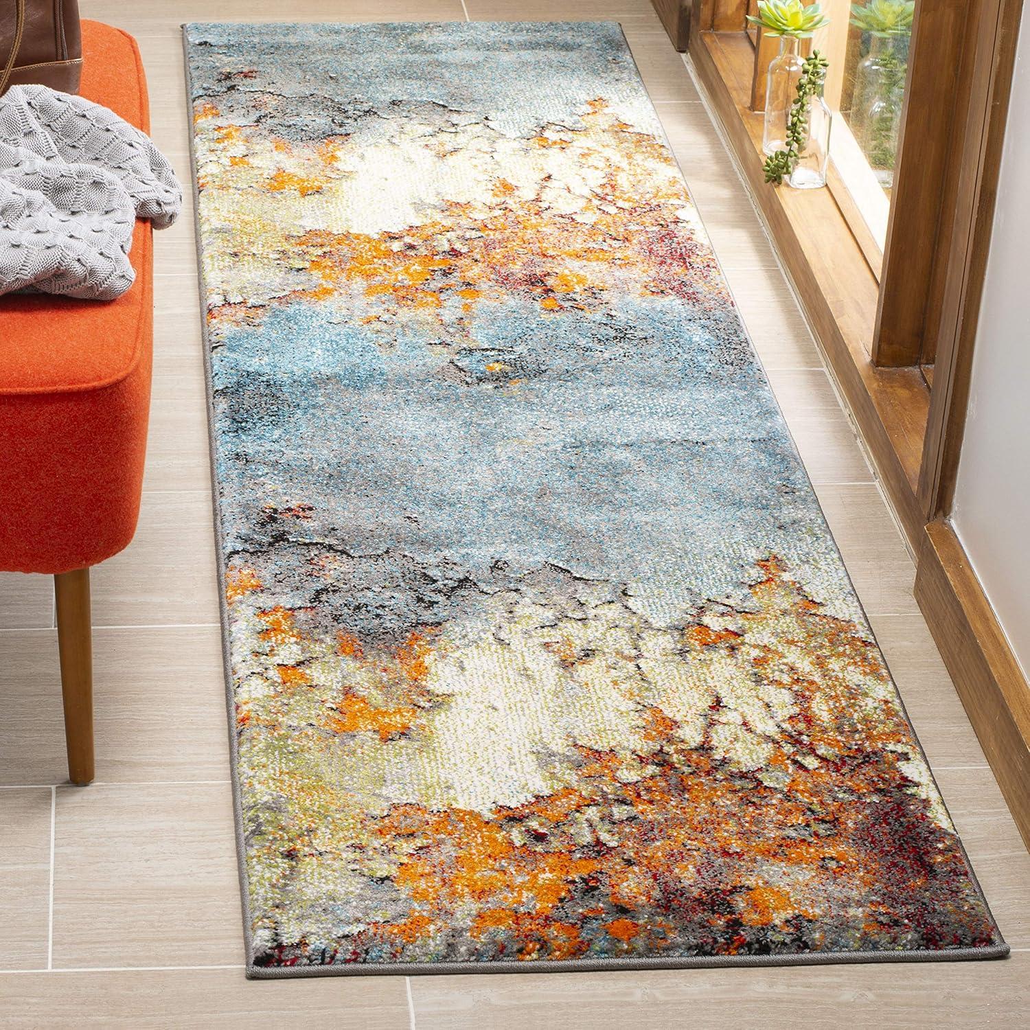 Glacier GLA125 Power Loomed Indoor Runner - Blue/Multi - 2'3"x10' - Safavieh