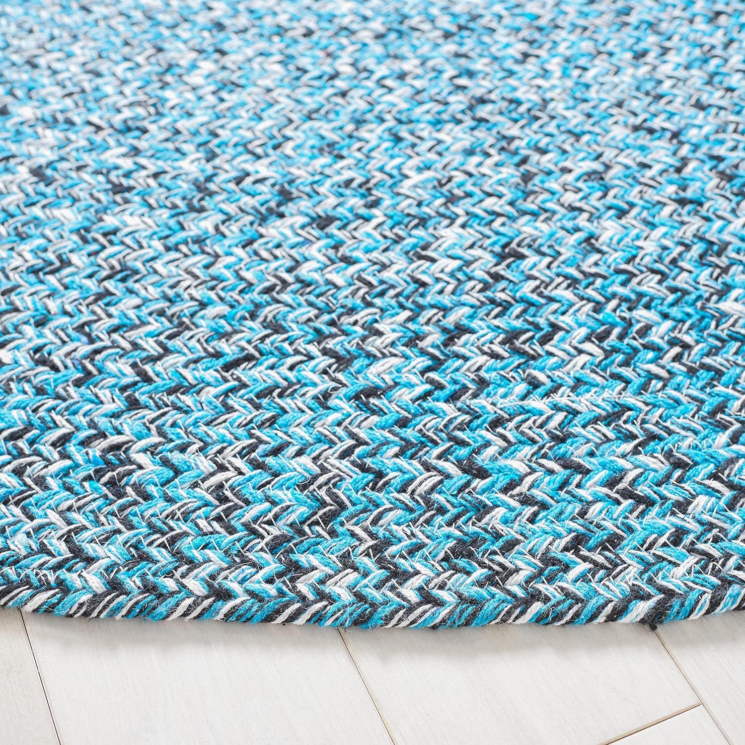 Braided BRD351 Hand Braided Area Rug - Blue/Black - 6' Round - Safavieh.
