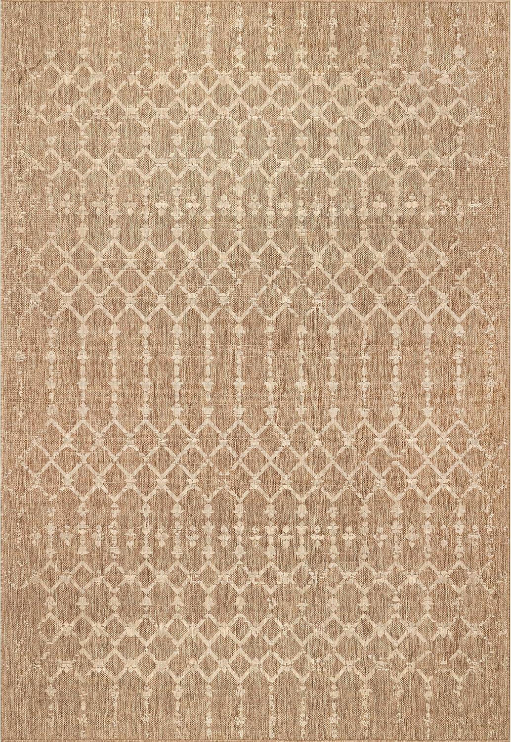 Serene Beige Tufted Square Synthetic Area Rug 5'x8'