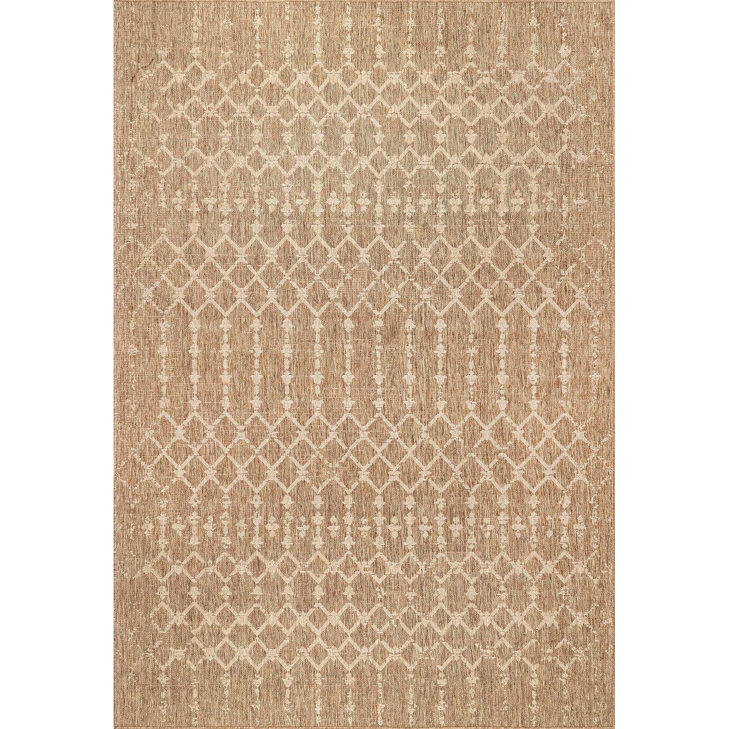 Nuloom Grayson Trellis 4x6 Indoor/Outdoor Area Rug for Living Room Patio Deck Front Porch Kitchen, Brown/Ivory