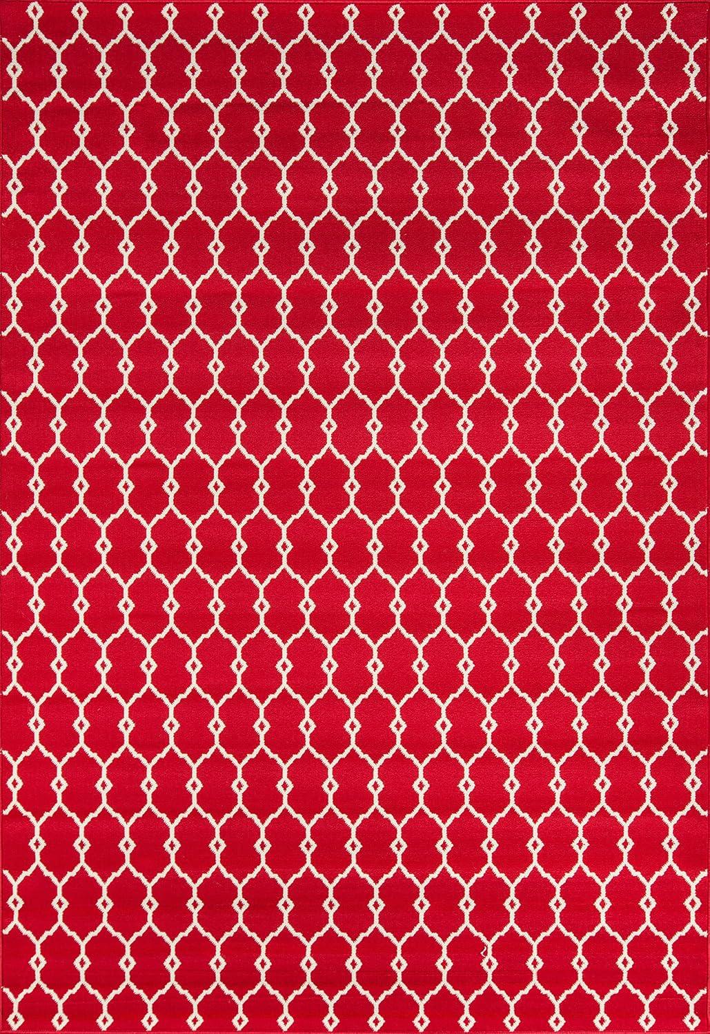 Momeni Rugs , Baja Collection Contemporary Indoor & Outdoor Area Rug, Easy to Clean, UV protected & Fade Resistant, 5'3" x 7'6", Red