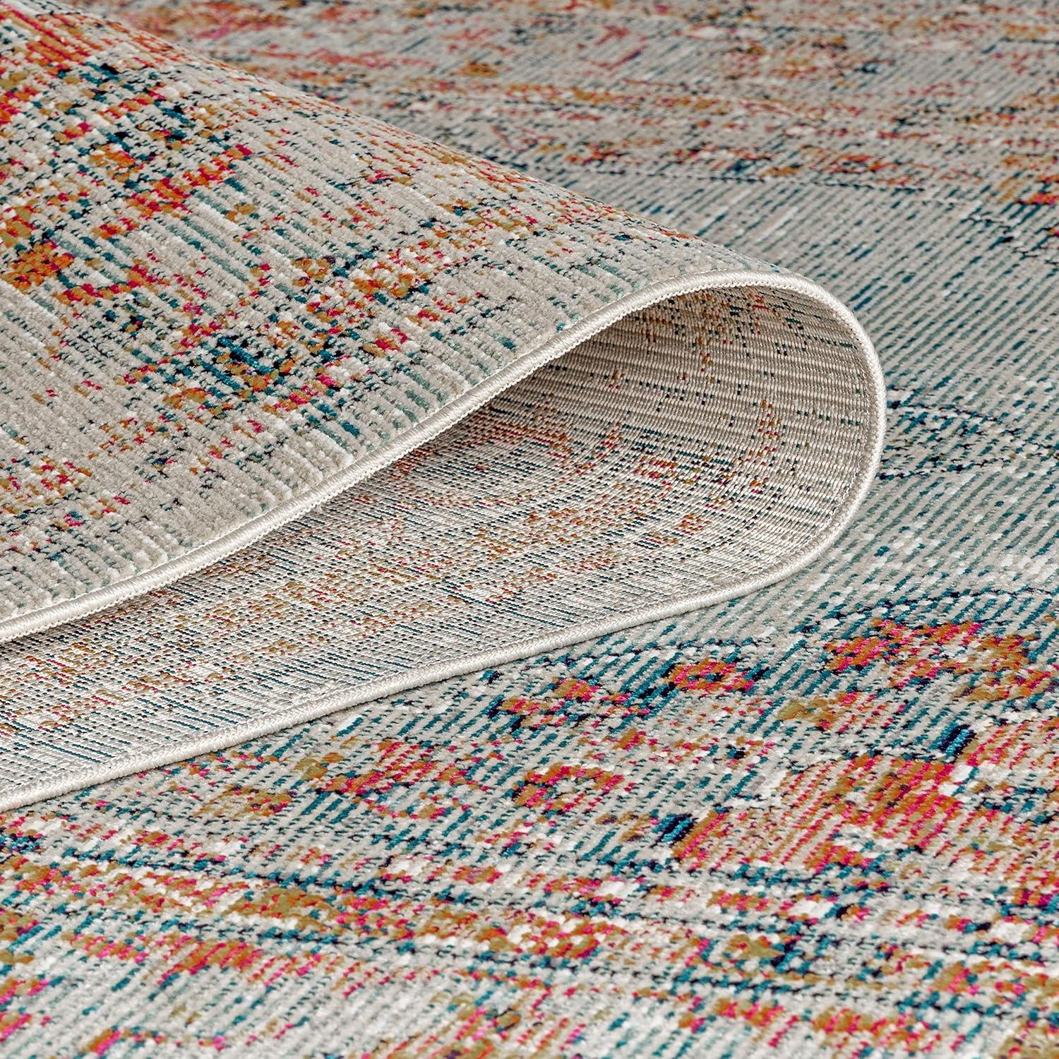 4'x6' Cadiz Vintage Medallion Area Rug, Coral/Turquoise - JONATHAN Y
