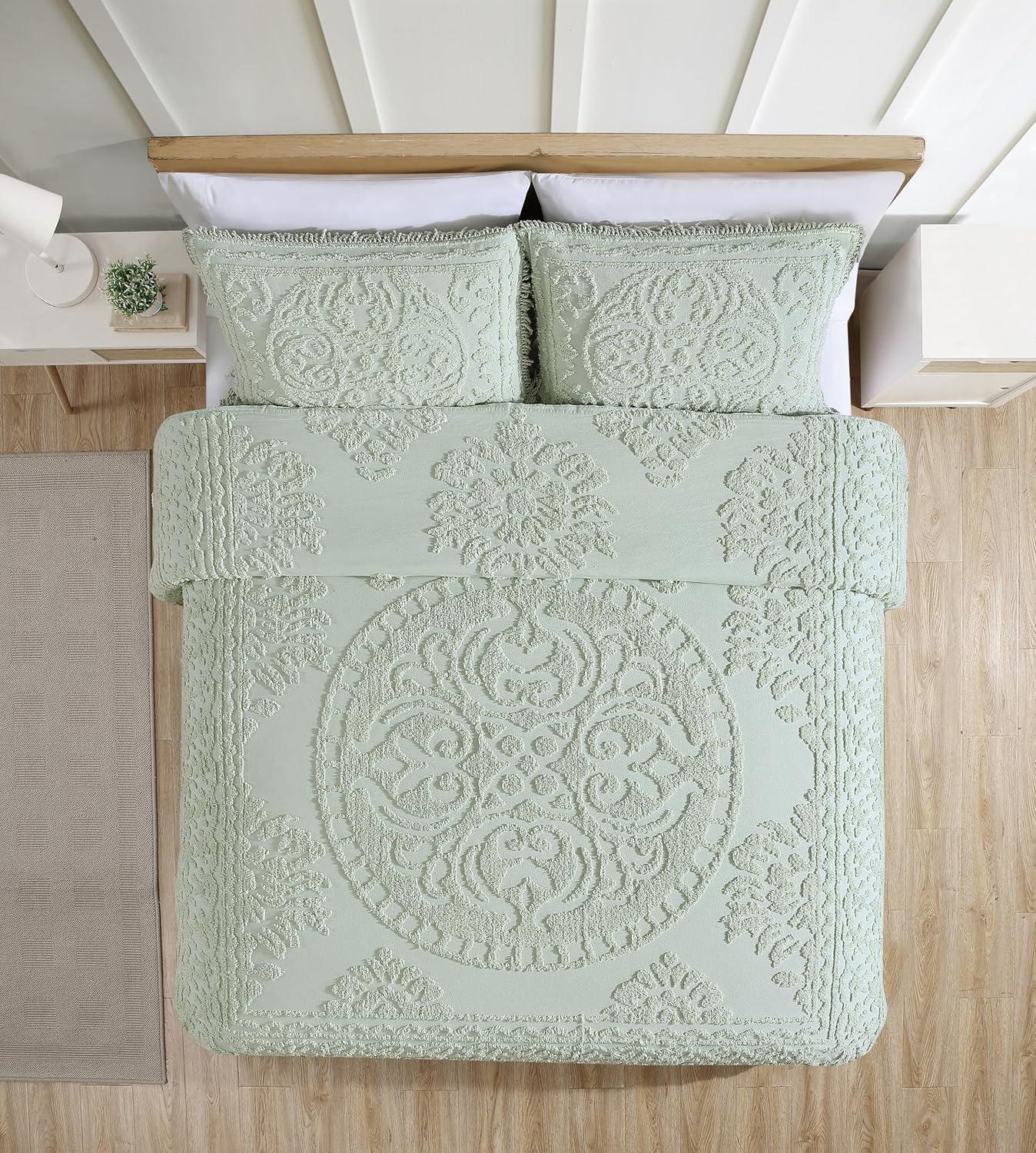 Collections Etc Luxurious Medallion Chenille Fringe Border Pillow Sham