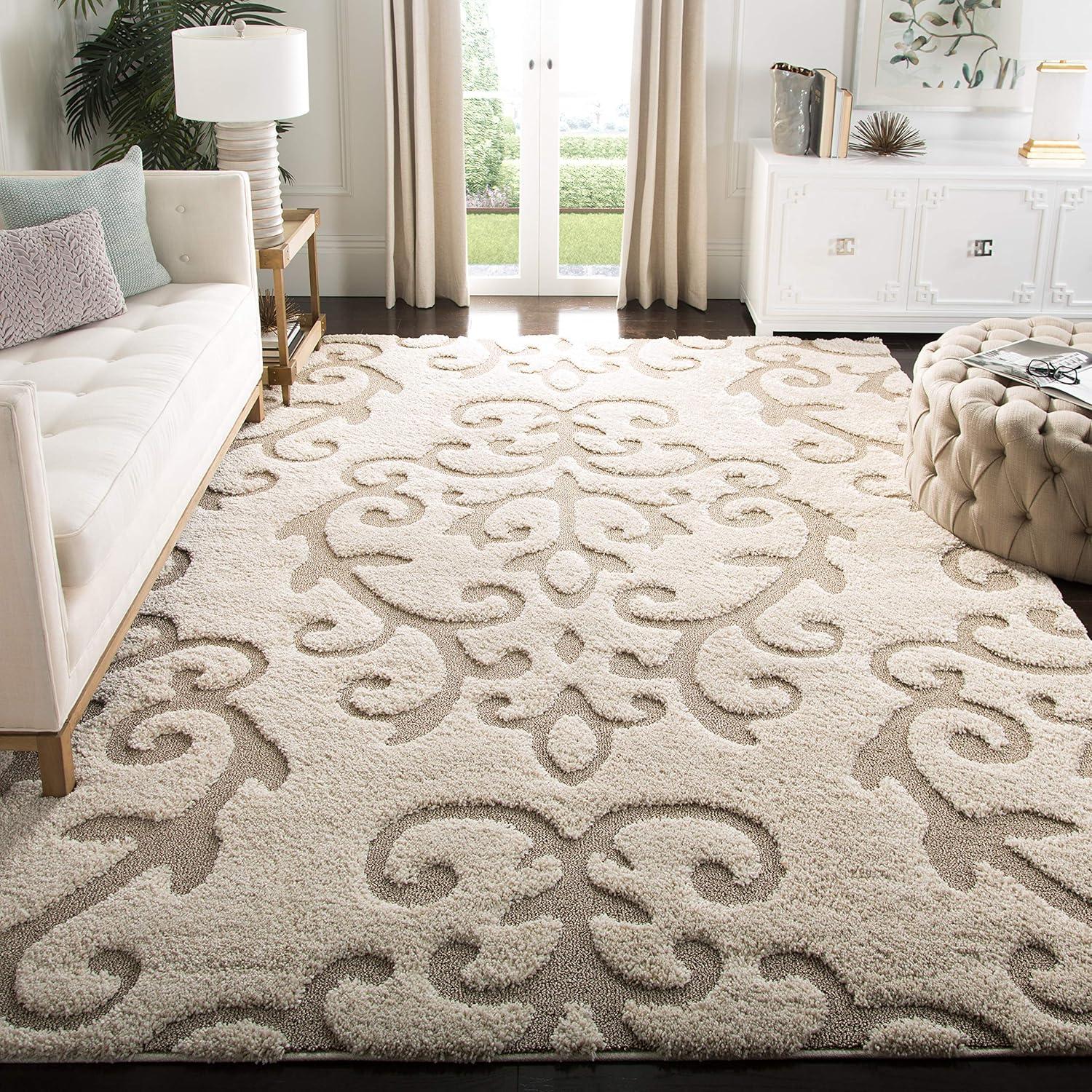 Florida Shag SG470 Power Loomed Indoor Accent Rug - Cream/Beige - 3'3"x5'3" - Safavieh