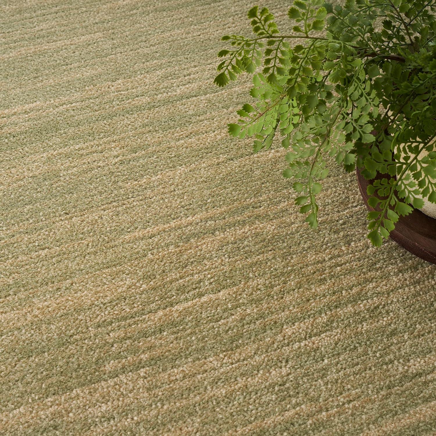 Nourison Essentials Solid Indoor/Outdoor Area Rug Green Gold 8'xRound