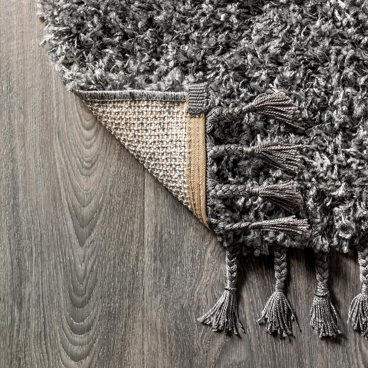 3'x5' Mercer Shag Plush Tassel Area Rug, Cream - JONATHAN Y
