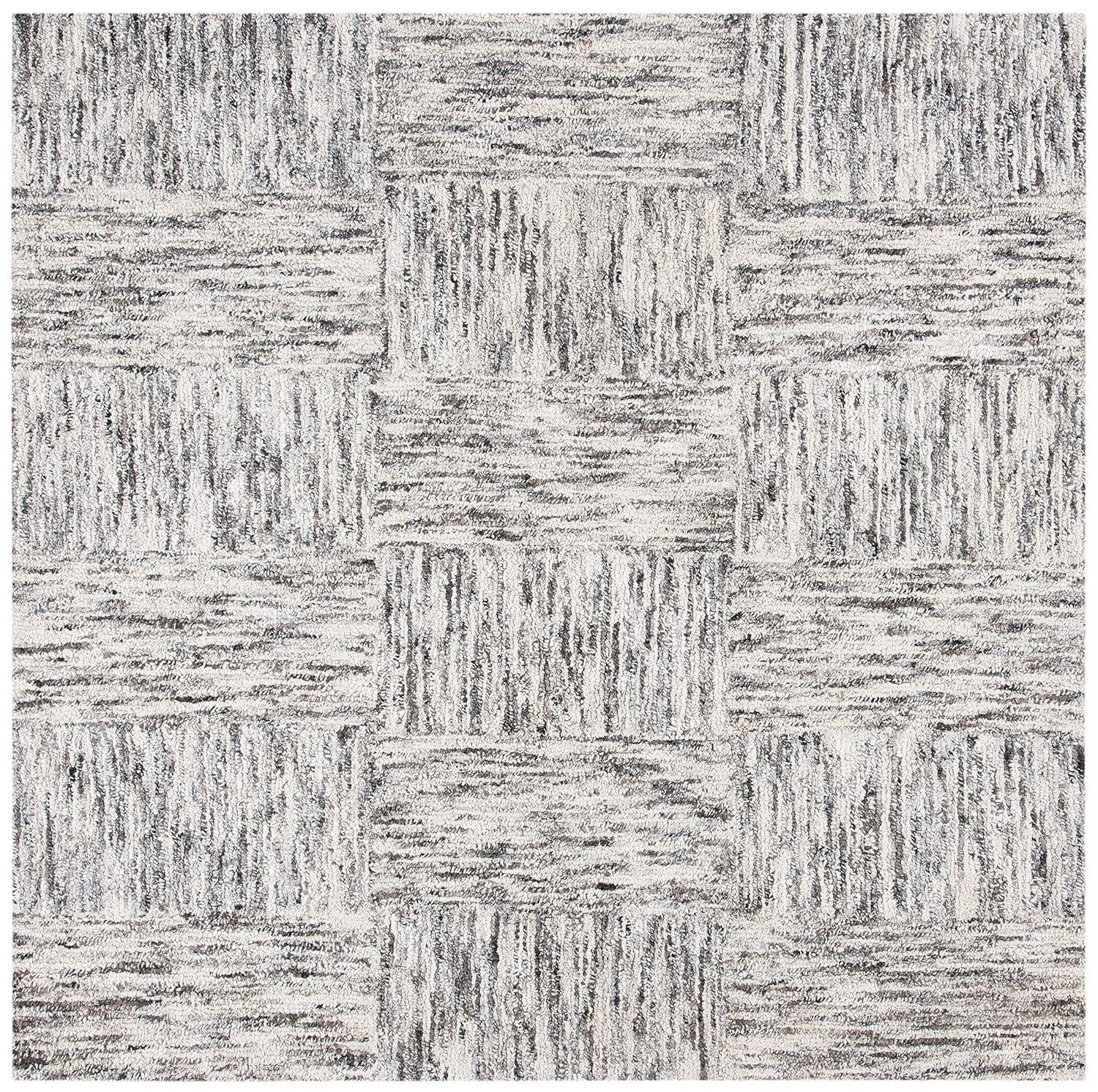 Abstract ABT601 Hand Tufted Area Rug - Ivory/Charcoal - 6'x6' - Safavieh .