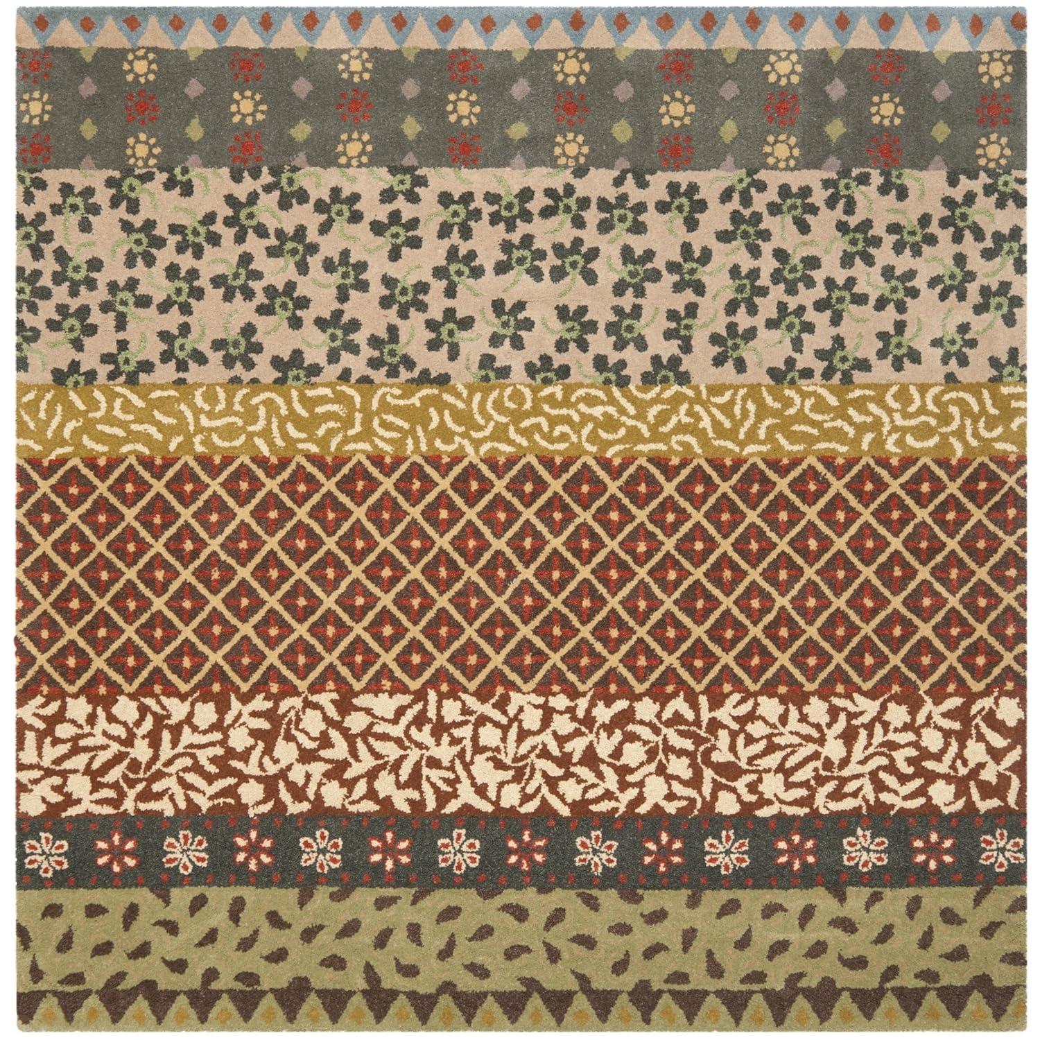 Bella BEL351 Hand Tufted Area Rug - Ivory/Multi - 6'x6' - Safavieh.