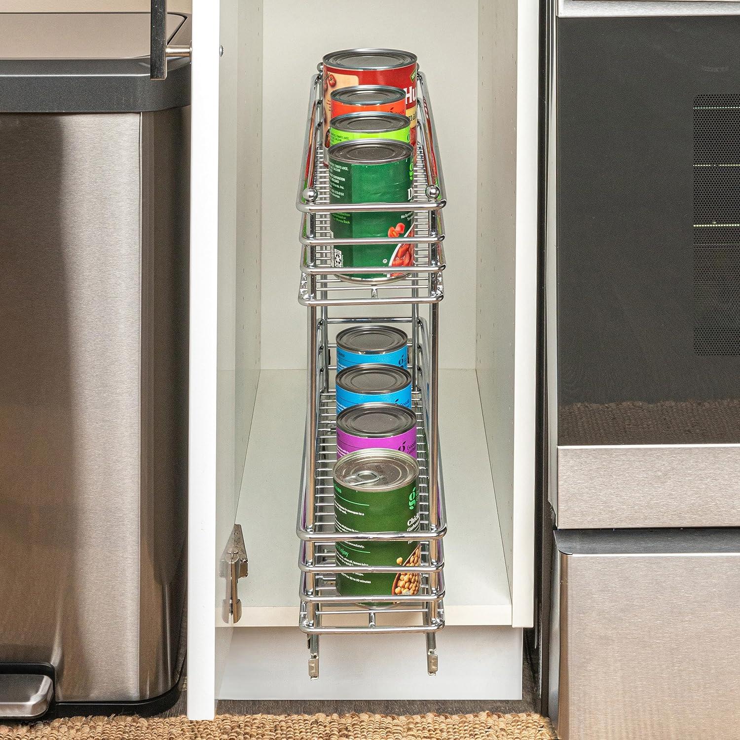 Household Essentials Glidez Multipurpose Chrome-Plated Steel Pull-Out/Slide-Out Storage Organizer for Under Cabinet Use - 2-Tier Design - Fits Standard Size Cabinet or Shelf, Chrome