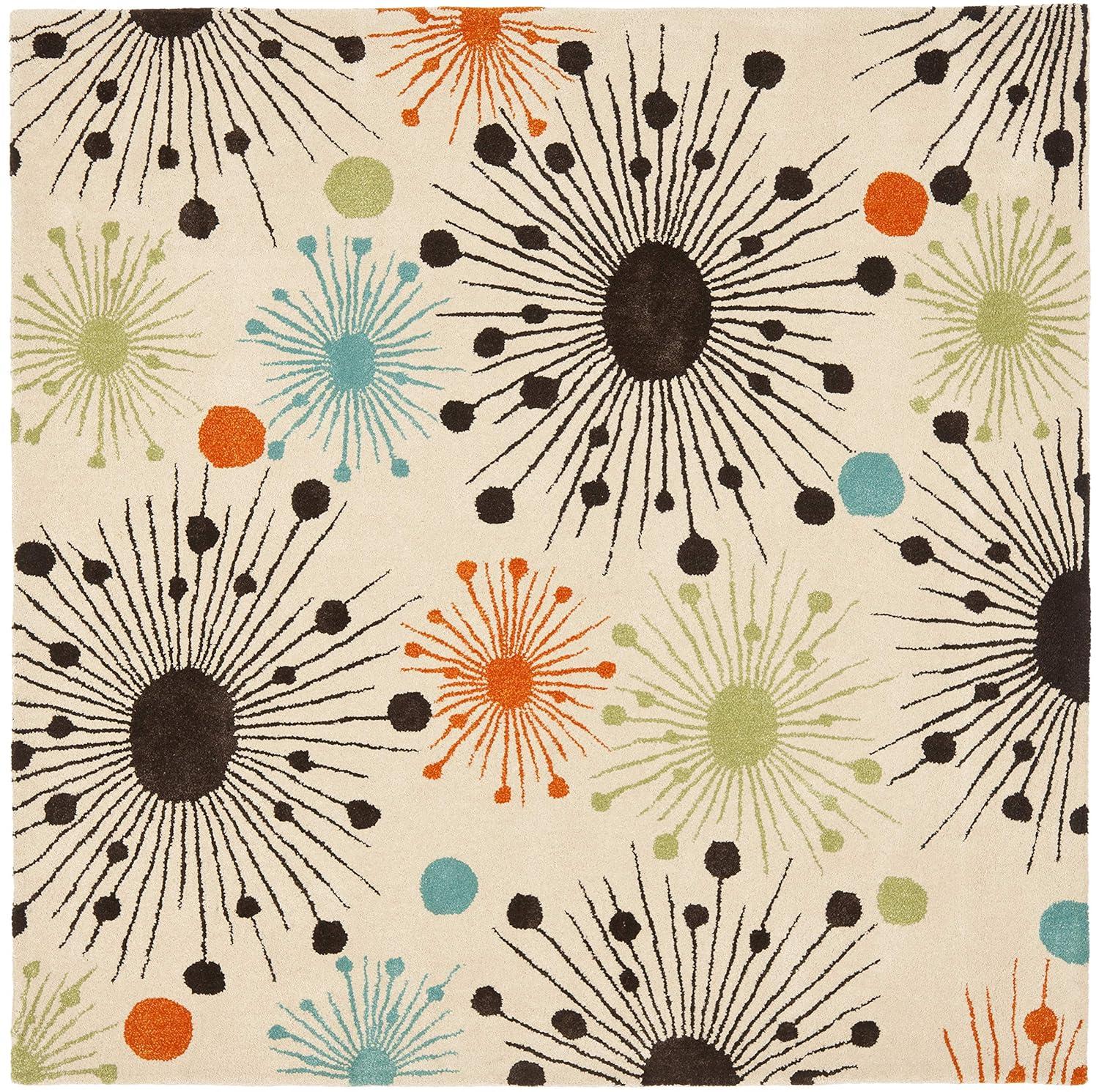 Soho SOH747 Hand Tufted Indoor Area Rug - Ivory/Multi - 8'x8' - Safavieh