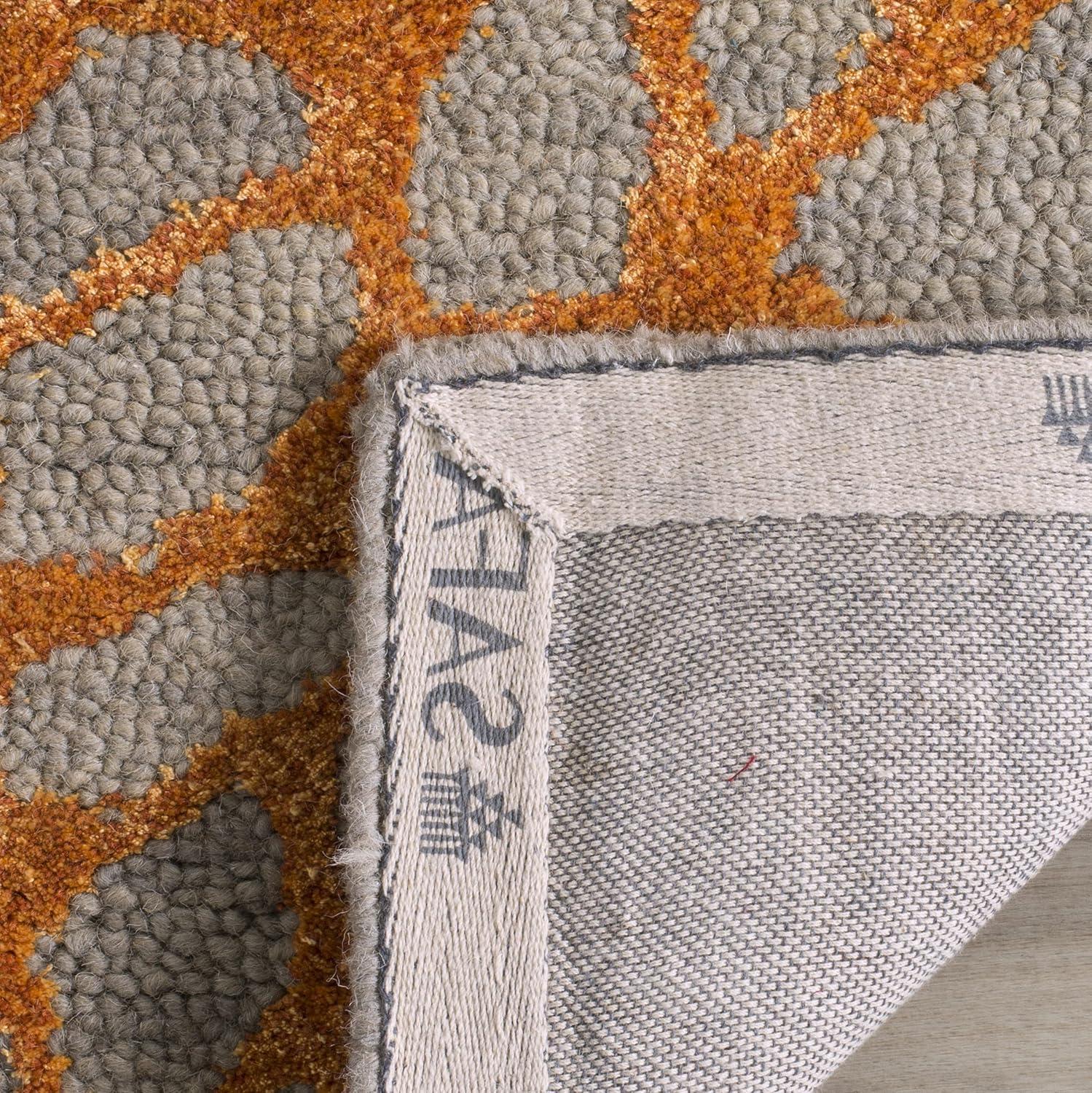 Blossom BLM695 Hand Hooked Indoor Area Rug - Grey/Orange - 6' Round - Safavieh