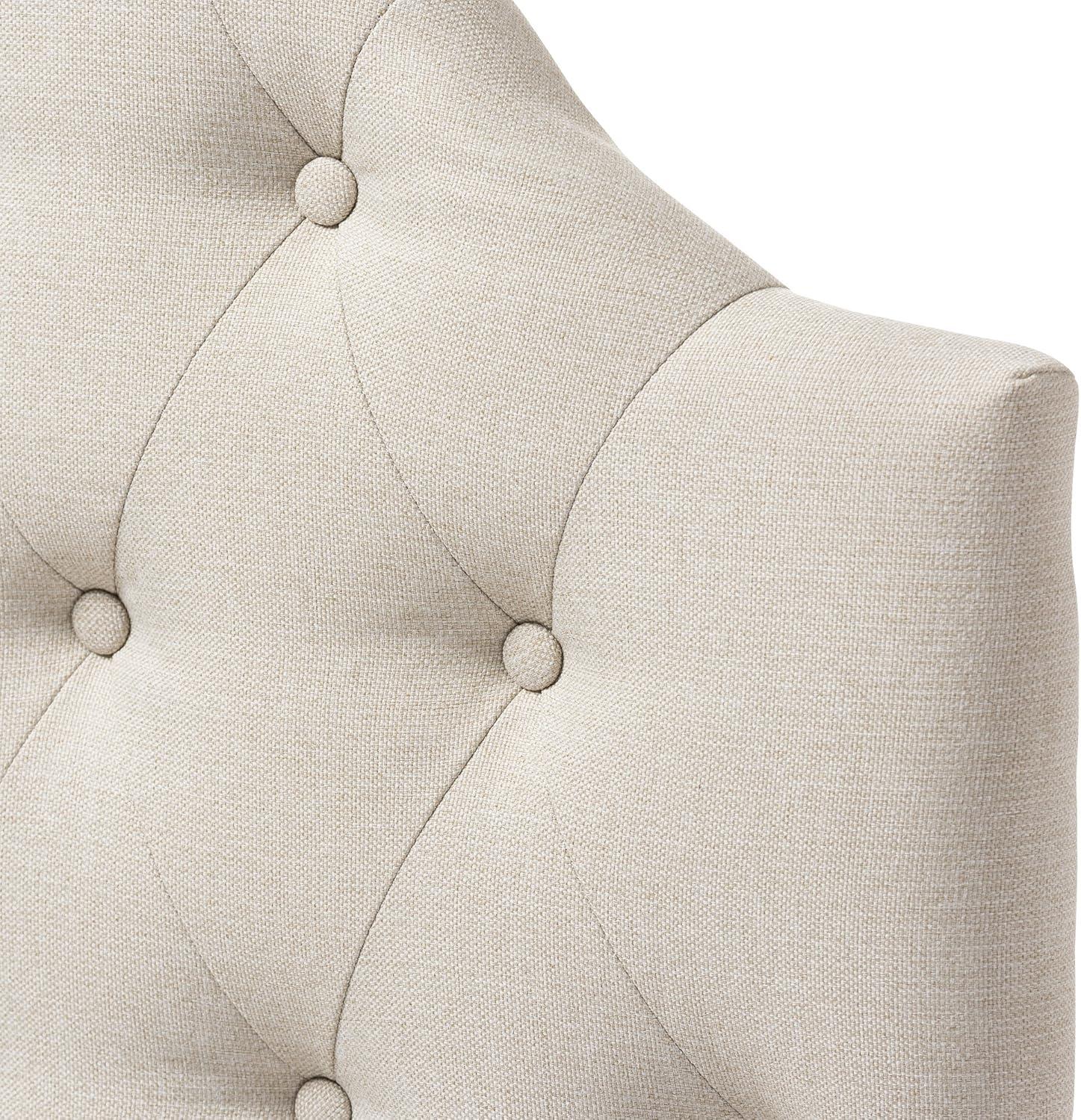 Queen Morris Modern And Contemporary Faux Leather Upholstered Button-Tufted Scalloped Headboard White - Baxton Studio: Curved, Adjustable