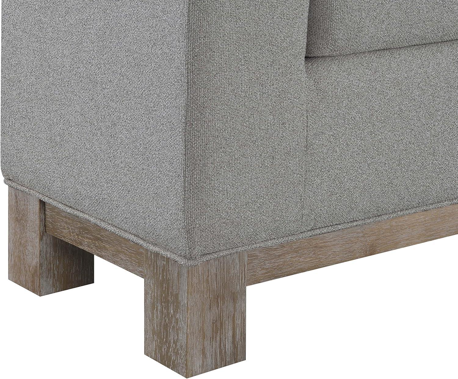 Gray Stain-Resistant Upholstered Bedroom Bench with Oak Base