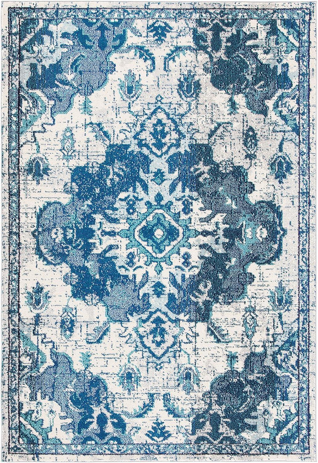Madison MAD484 Power Loomed Indoor Area Rug - Ivory/Blue - 5'3"x7'6" - Safavieh