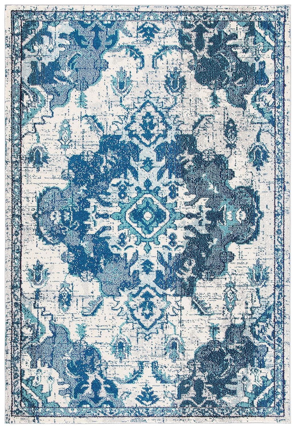 Madison MAD484 Power Loomed Indoor Area Rug - Ivory/Blue - 5'3"x7'6" - Safavieh