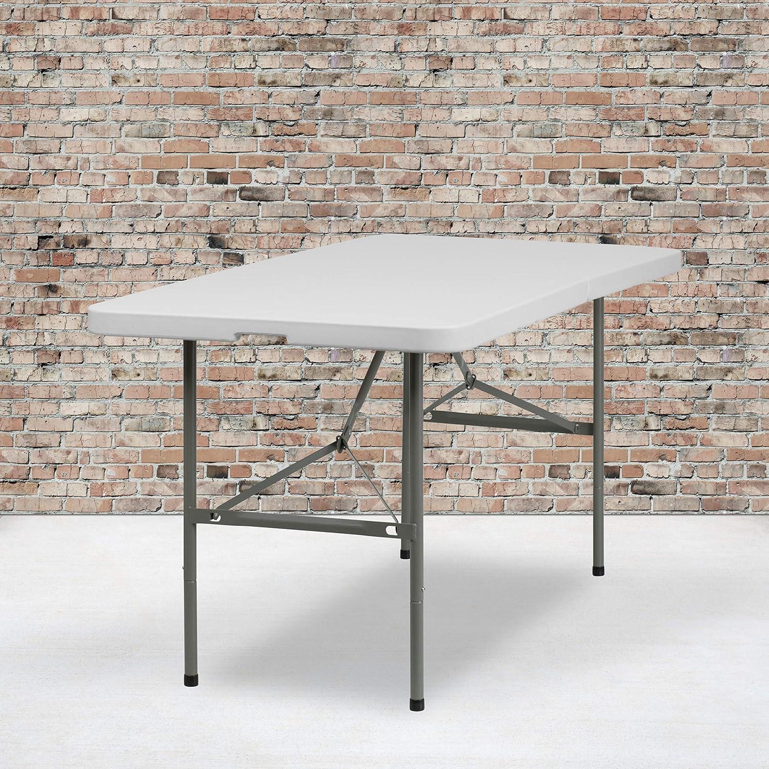 Noah 30"W x 60"L Bi-Fold Granite White Plastic Folding Table - Banquet Table