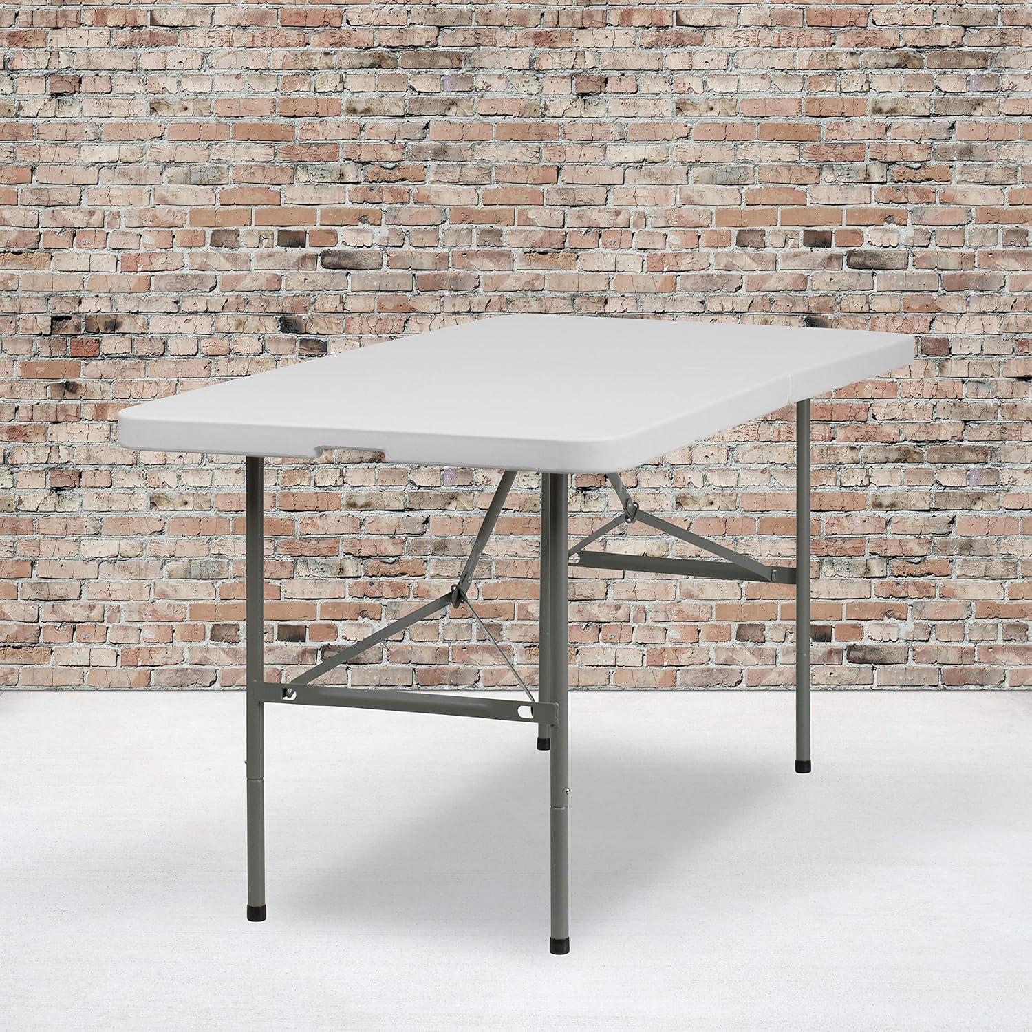 Flash Furniture Noah 30"W x 60"L Bi-Fold Granite White Plastic Folding Table - Banquet Table & Reviews | Wayfair
