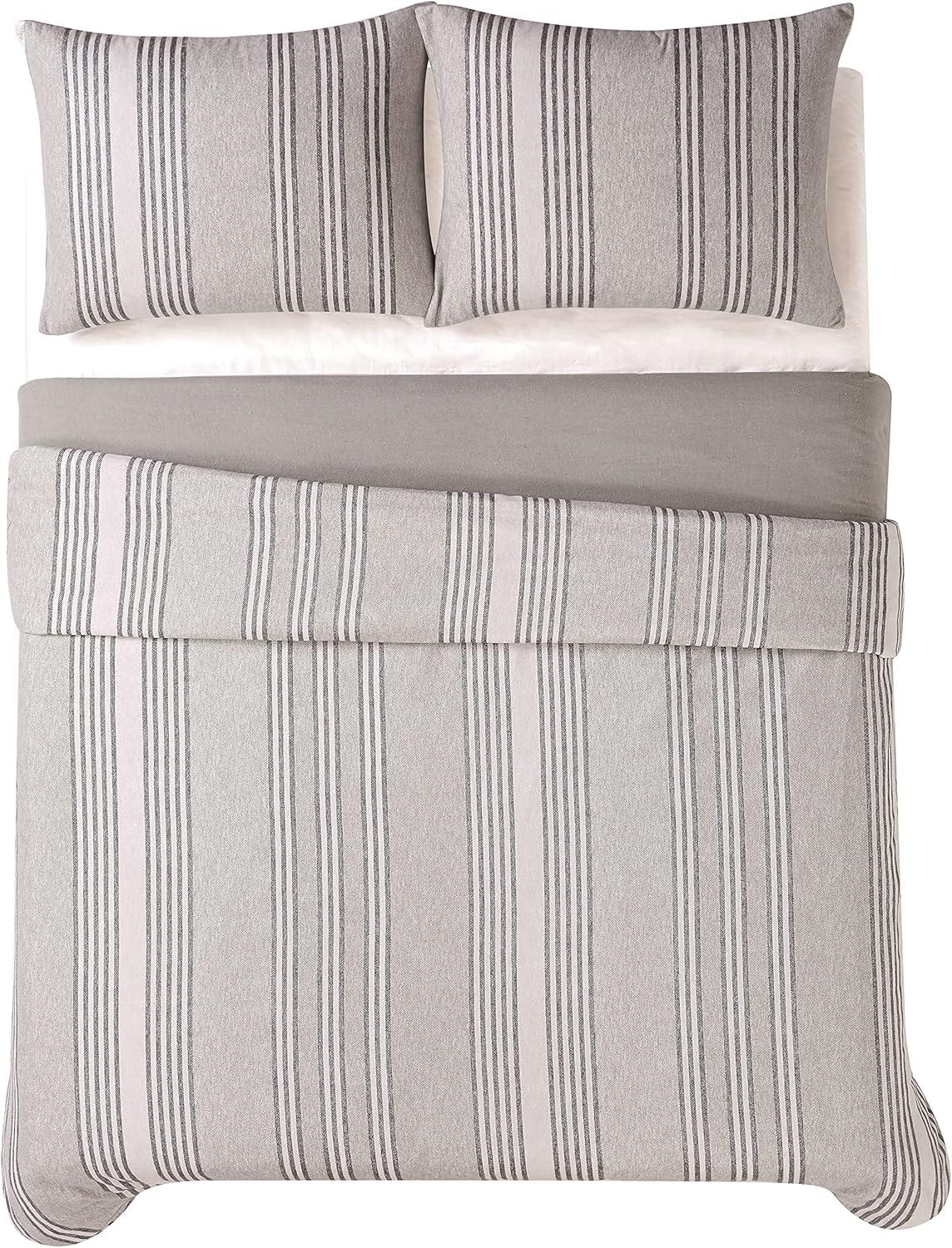 Kiel Stripe Flannel Duvet Cover Set - Truly Soft