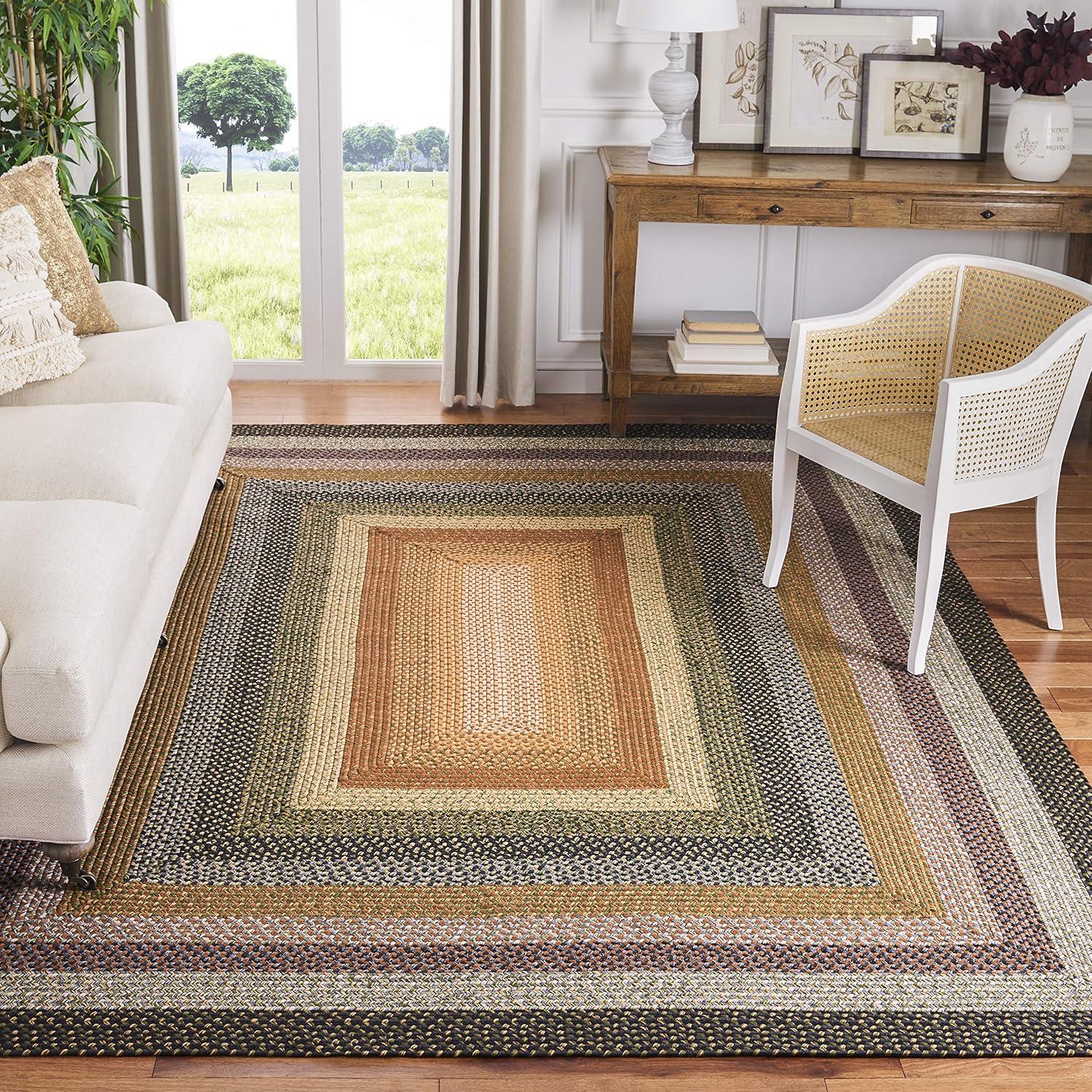 Handmade Blue Multicolor Braided Square Area Rug