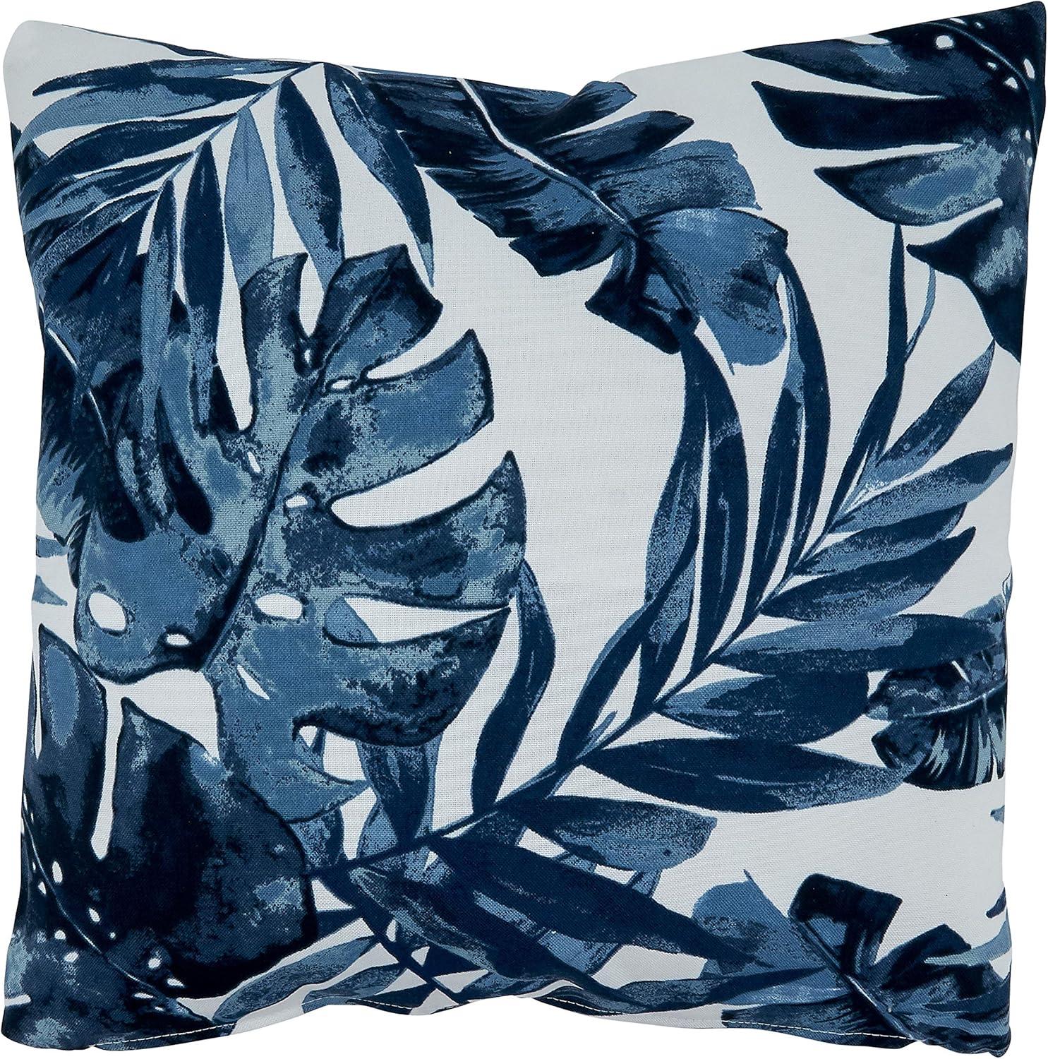 Saro Lifestyle Blue Tropical Leaf Outdoor Pillow