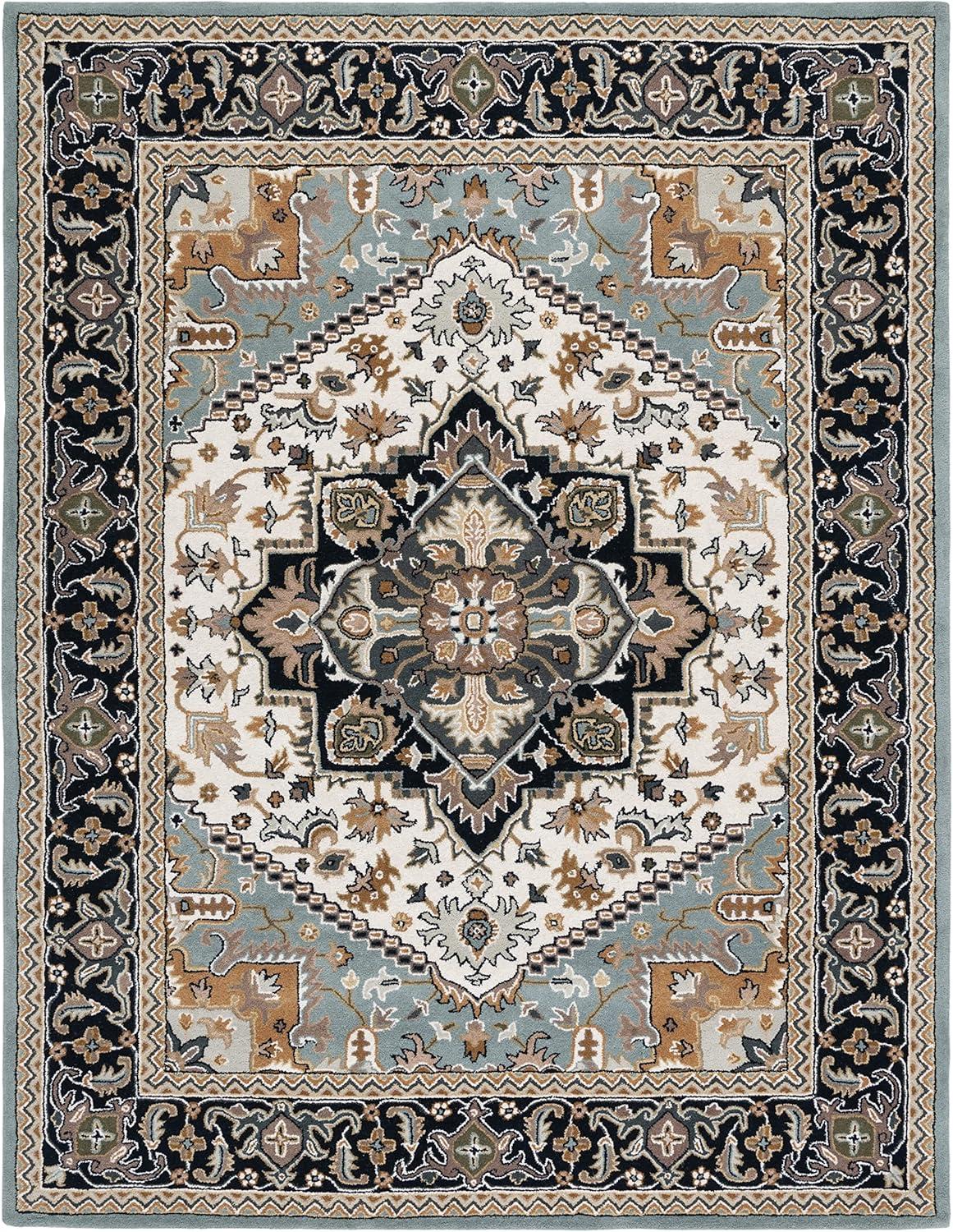 SAFAVIEH Heritage York Oriental Wool Area Rug, Grey/Green, 10' x 10' Square