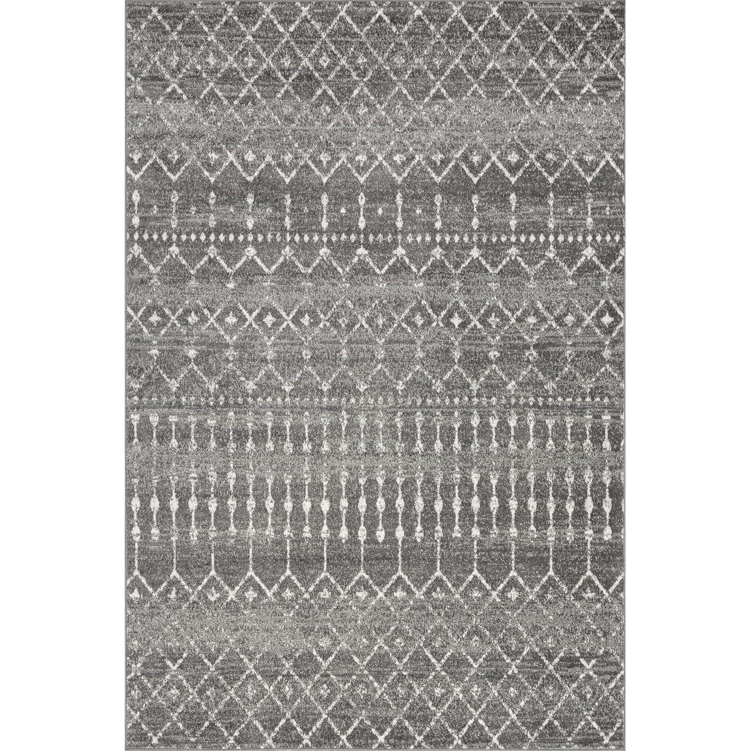 Nuloom 8 Square Moroccan Blythe Indoor Area Rug, Dark Grey, Faded Bohemian Design, Stain Resistant, BedroomLiving Room, Kitchen,