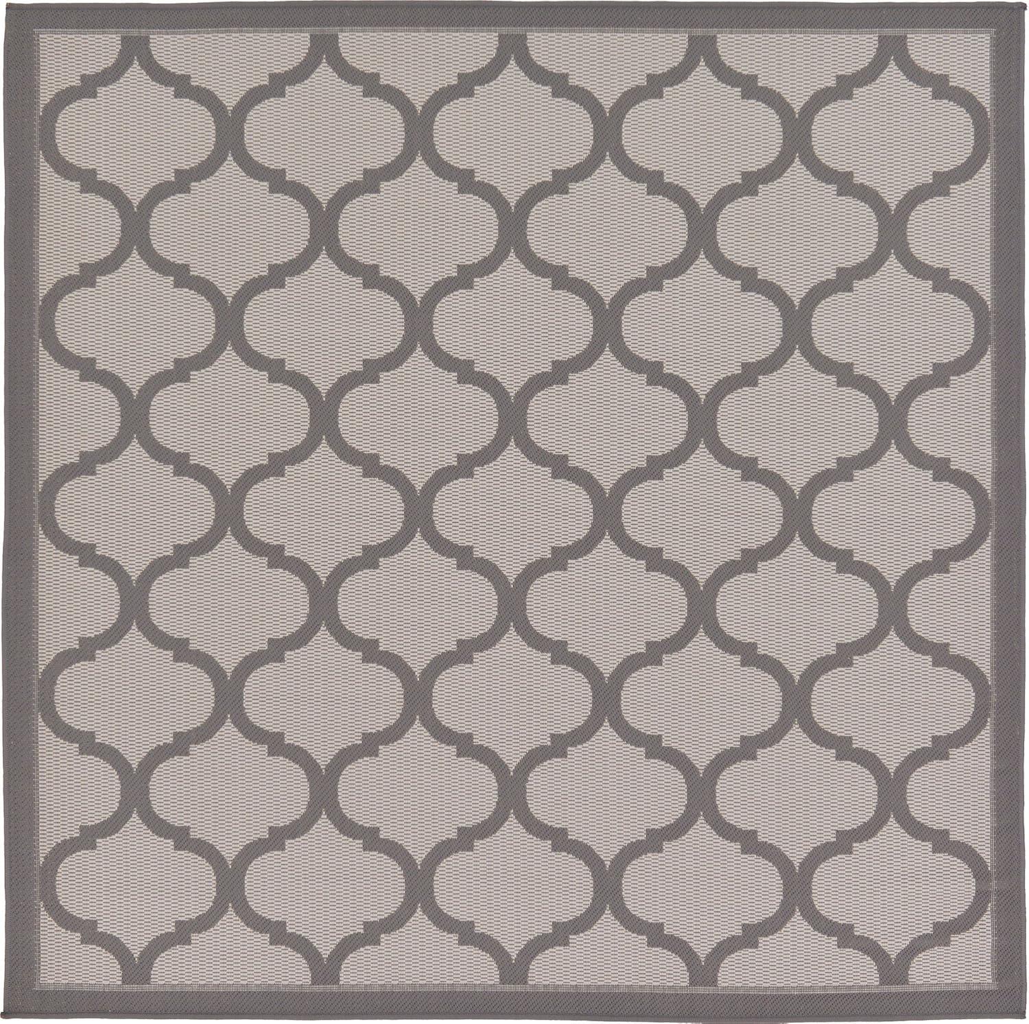 Unique Loom 6' 1 x 6' 1 Square Gray Outdoor Trellis Moroccan Area Rug