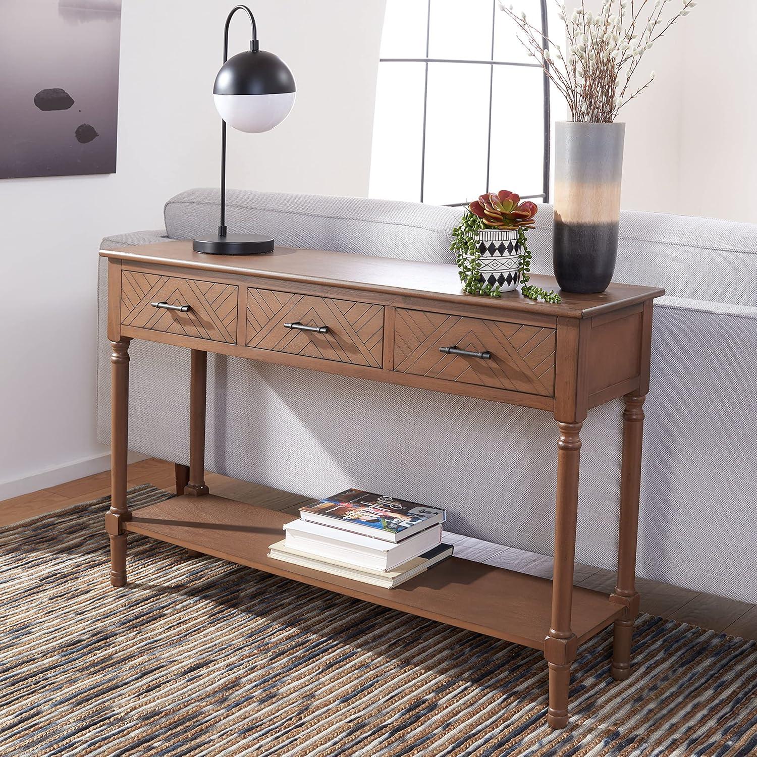 Peyton 3 Drawer Console Table - CNS5705C - Brown - Safavieh