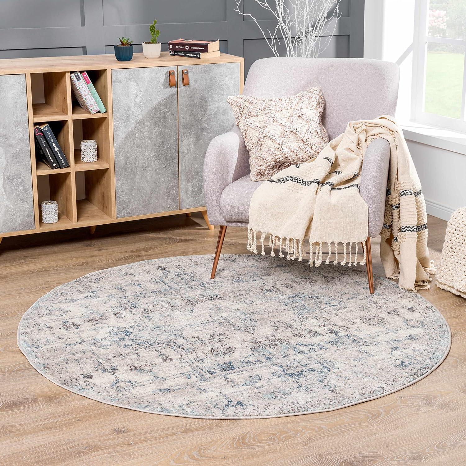 BoutiqueRugs Orrick Oriental Boho Vintage Large Area Rug - Farmhouse Traditional Patterned Rug for Living Room, Bedroom, Dining Room - Pale Blue, Aqua, Cream, Brown - 8'10" x 12' (9x12 Area Rug)