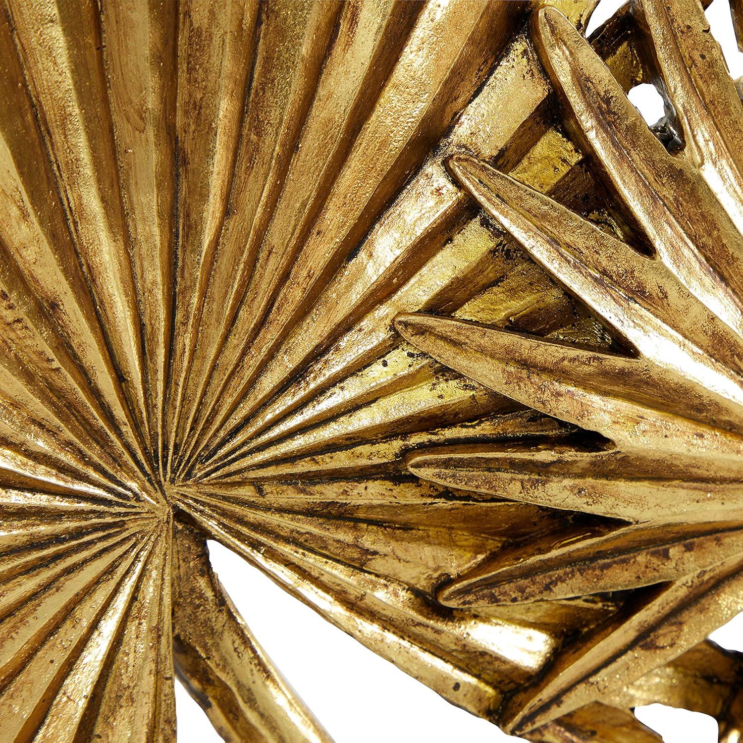 Deco 79 Polystone Leaf Palm Sculpture, 19" x 4" x 16", Gold