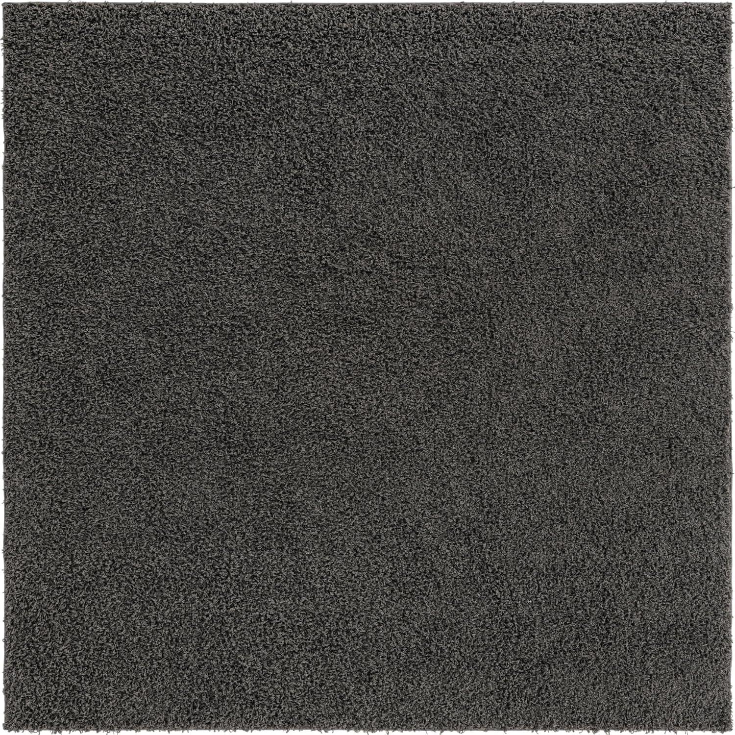 Lavish Gray Square Synthetic Shag Rug for Kids' Rooms