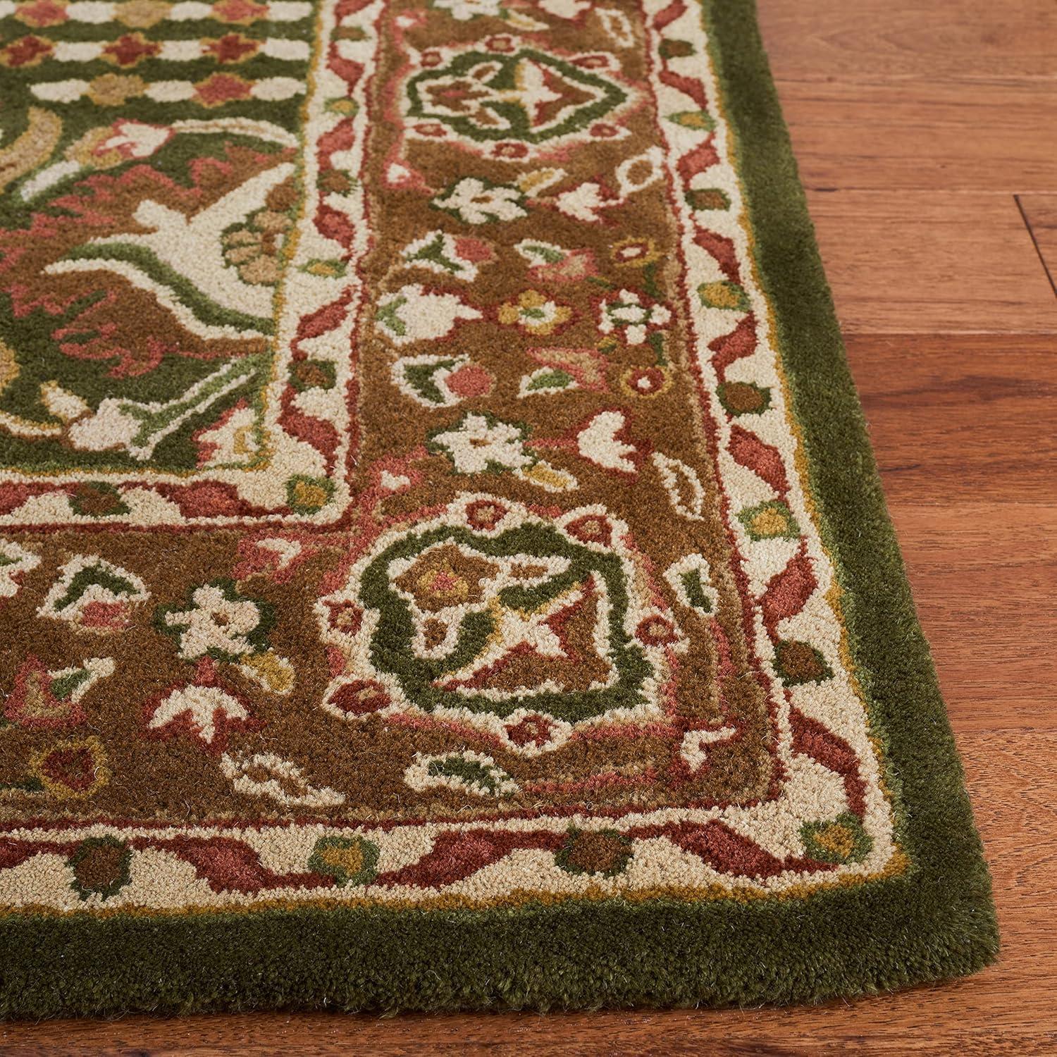 Handmade Light Green and Gold Wool 6' x 9' Tufted Area Rug