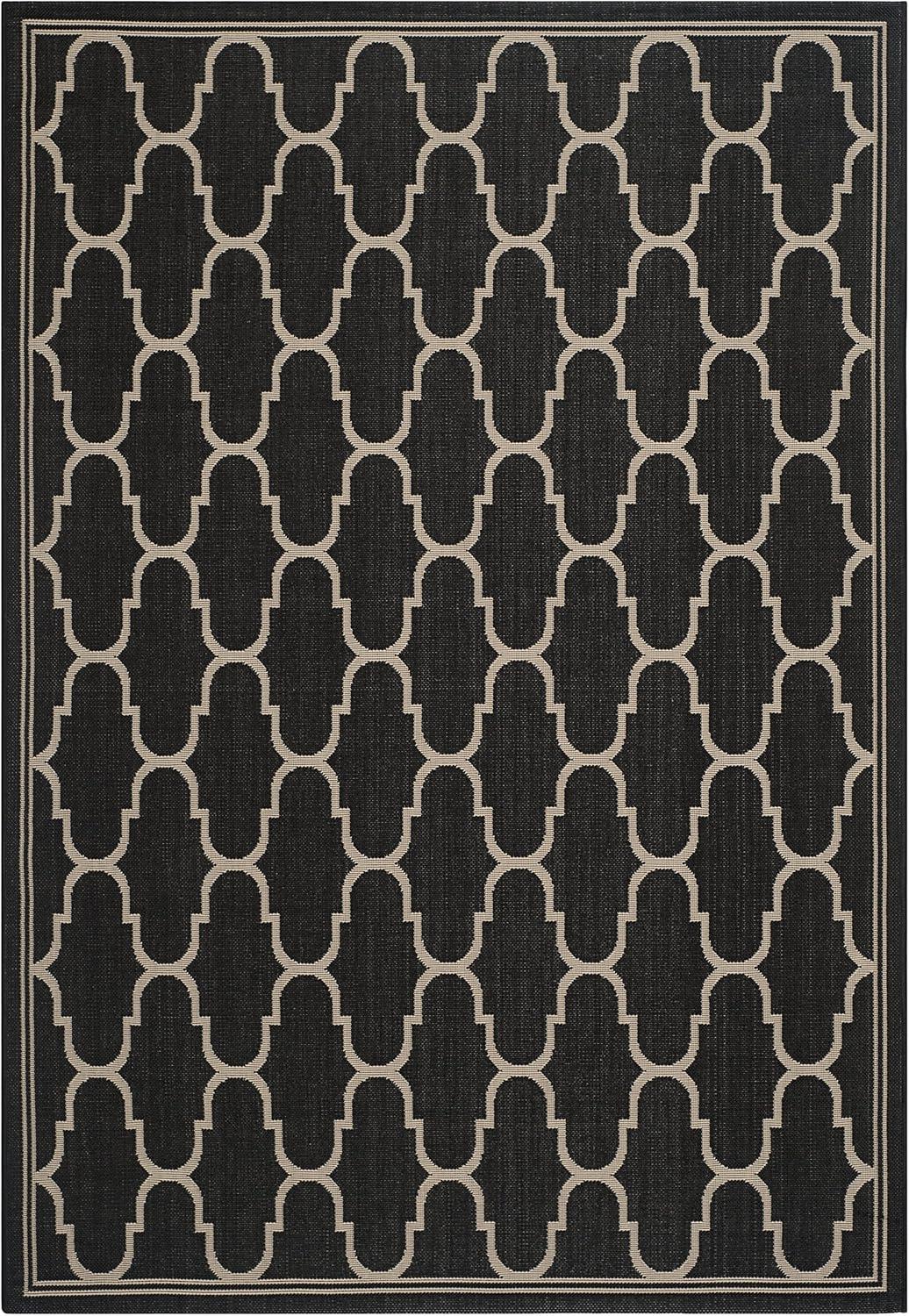 SAFAVIEH Courtyard Eustacia Geometric Trellis Indoor/Outdoor Area Rug Anthracite/Beige, 9' x 12'6"