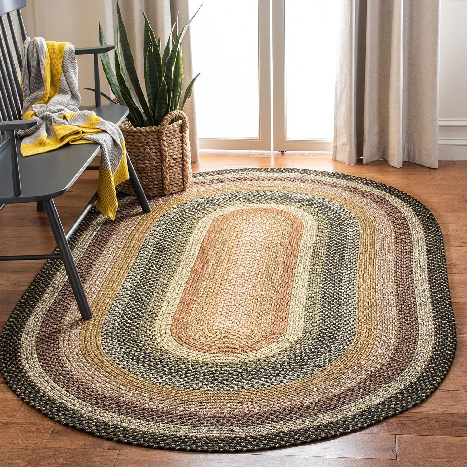 Braided BRD308 Hand Woven Area Rug - Multi - 4'x6' Oval - Safavieh.