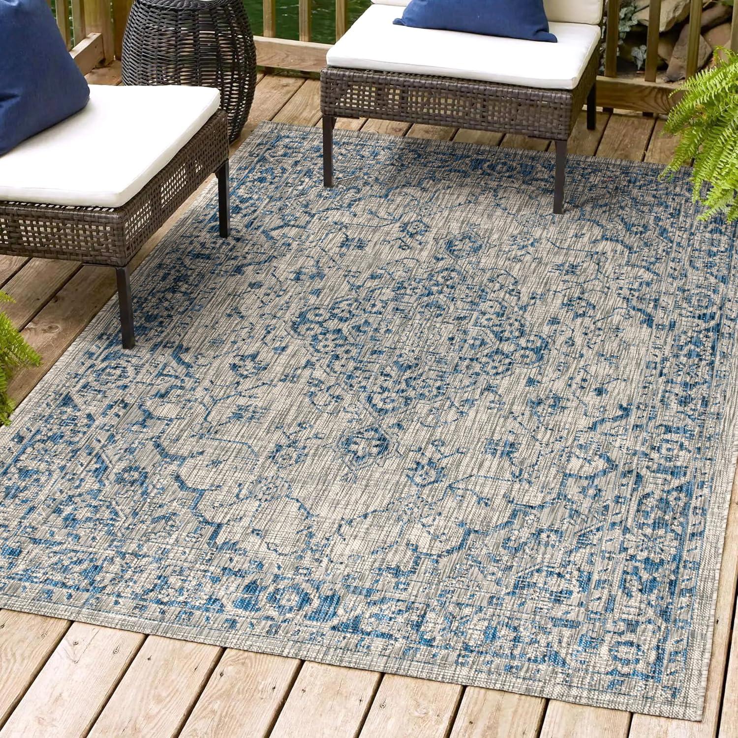 Rozetta Boho Medallion Textured Weave Indoor/Outdoor Area Rug  - JONATHAN Y