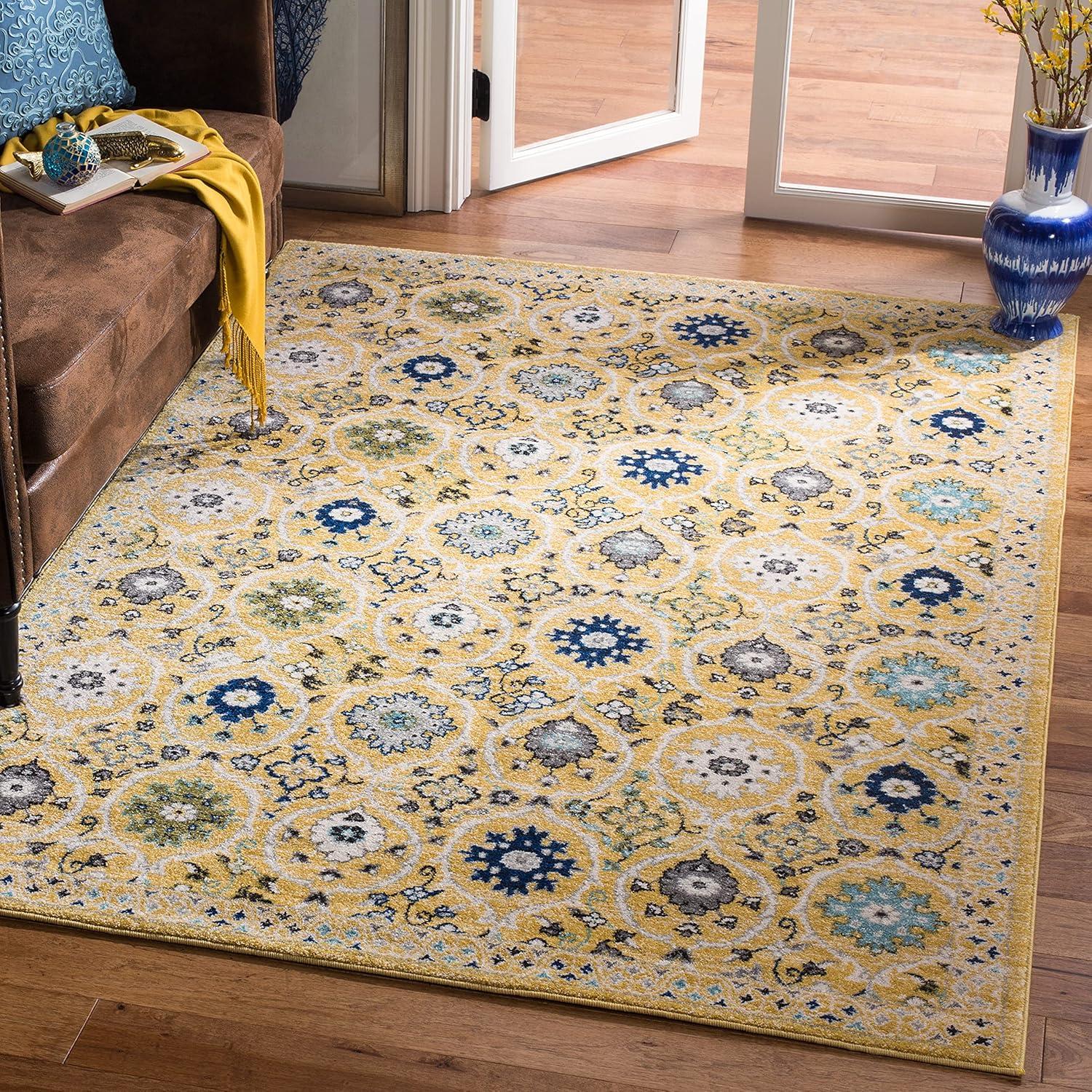 Evoke EVK210 Power Loomed Area Rug - Gold/Ivory - 4'x6' - Safavieh.