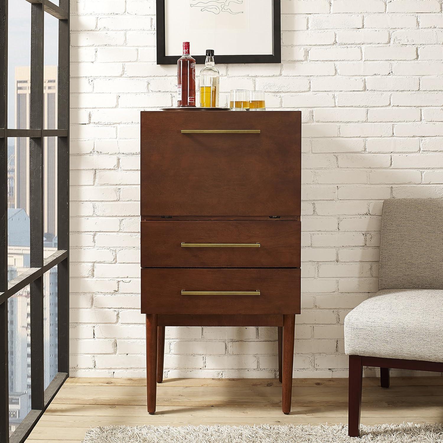 Vintage Mahogany Mid-Century Modern Bar Cabinet with Drawers