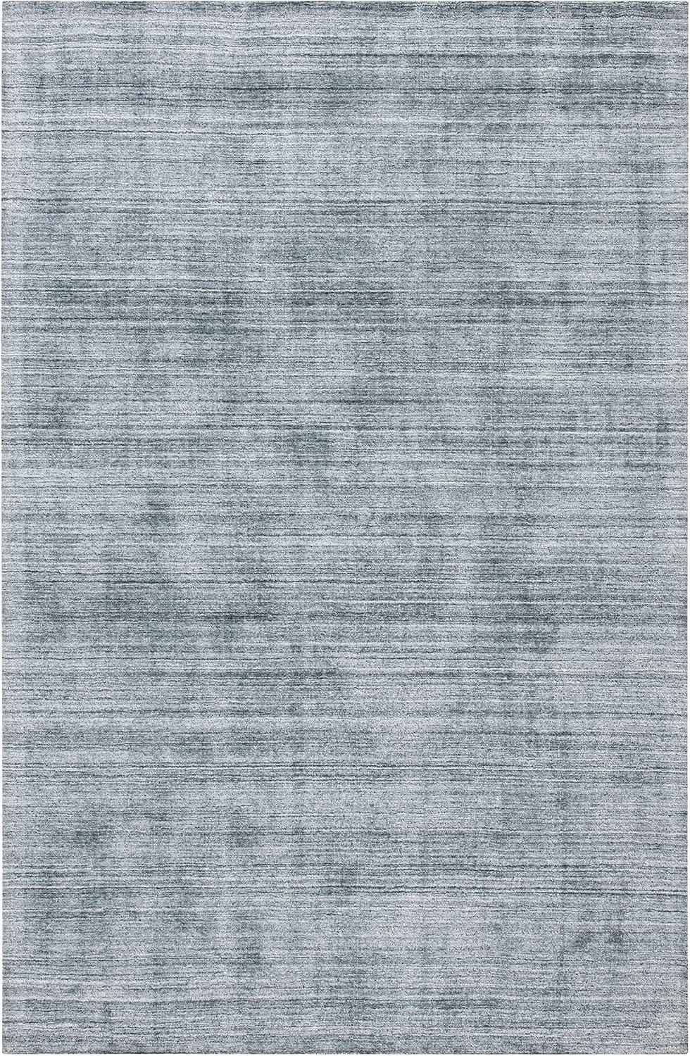 Handmade Gray Geometric Wool and Viscose Rug, 5' x 8'