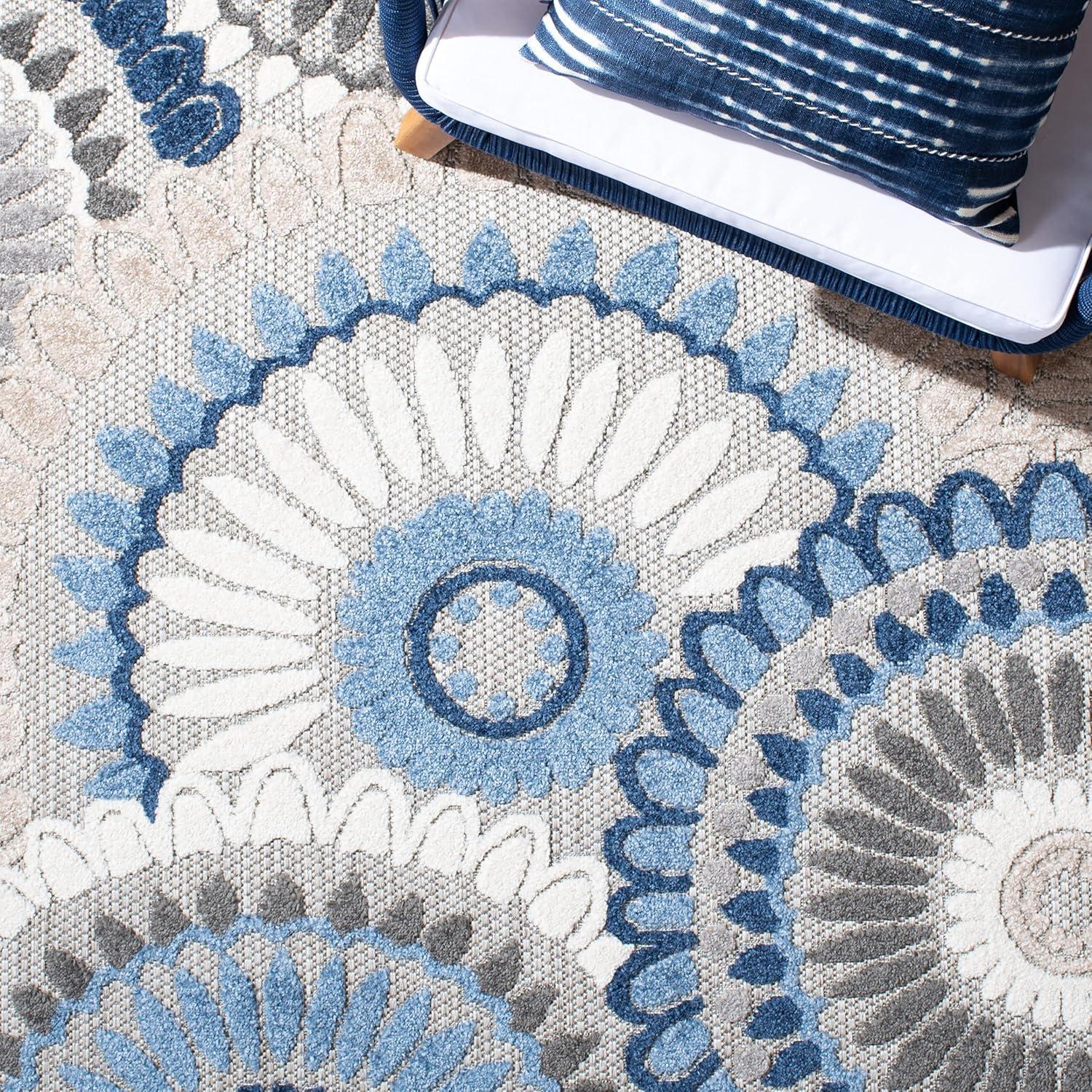 Cabana CBN382 Power Loomed UV Resistant Indoor/Outdoor Area Rug - Grey/Blue - 8'x10' - Safavieh