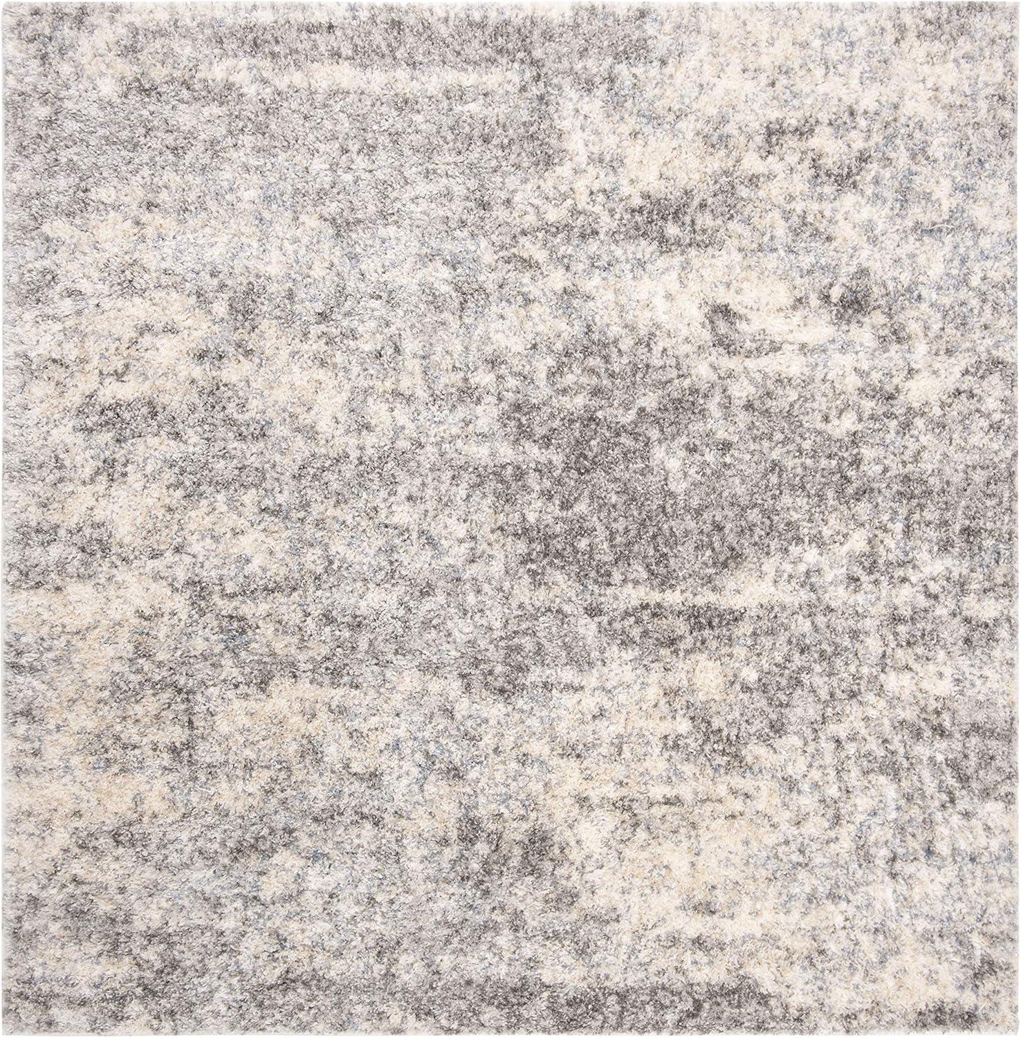 Berber Shag BER219 Power Loomed Area Rug - Grey/Cream - 3'3" x 3'3" - Safavieh.