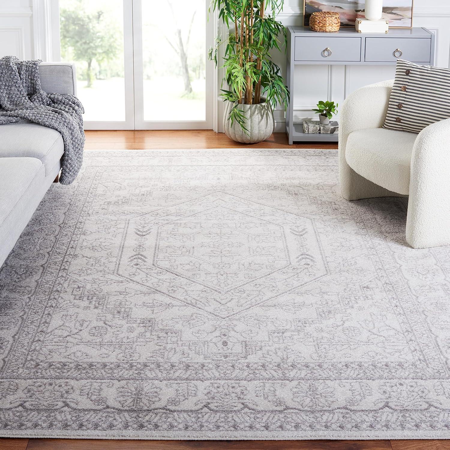 SAFAVIEH Adirondack Xavier Traditional Area Rug, Ivory/Silver, 9' x 12'