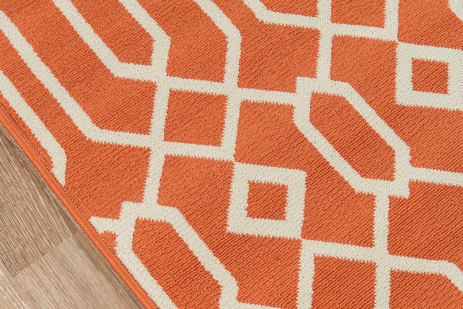 Luxor Trellis Orange Synthetic 8'6" x 13' Flat Woven Area Rug