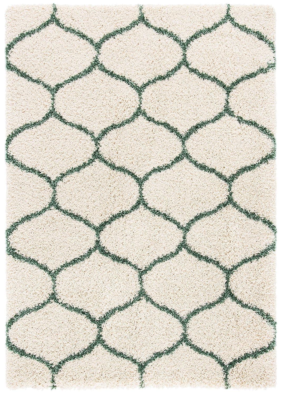 Hudson Shag SGH280 Power Loomed Area Rug - Ivory/Green - 5'3"x7'6" - Safavieh.