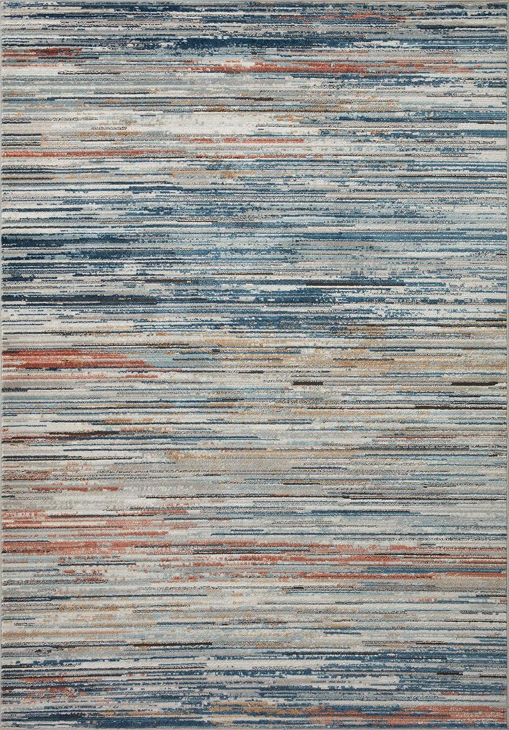 Loloi II Bianca Collection BIA-08 Pebble / Multi, Abstract Area Rug 5'-3" x 7'-6"