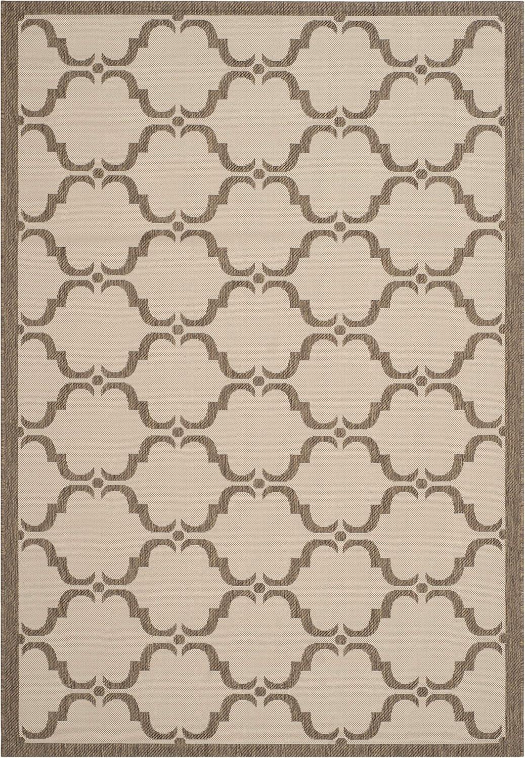 Beige and Brown Trellis Design Indoor/Outdoor Area Rug