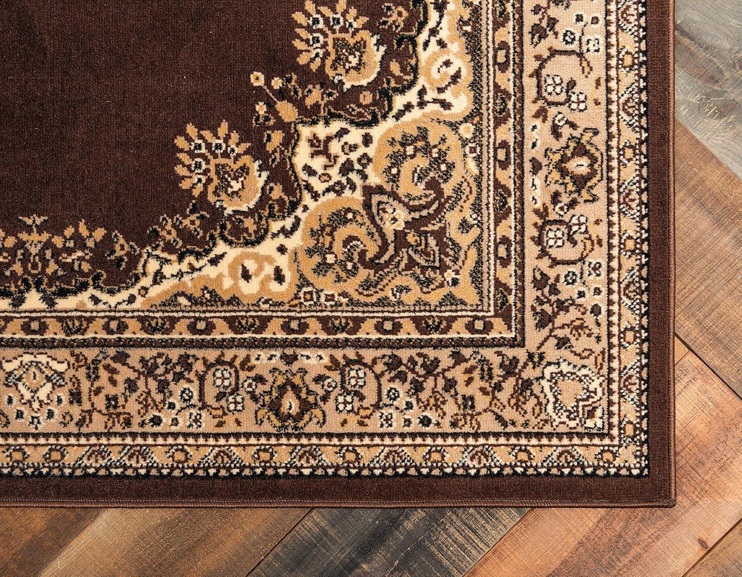 Handmade Brown Medallion 9' x 12' Easy-Care Synthetic Area Rug