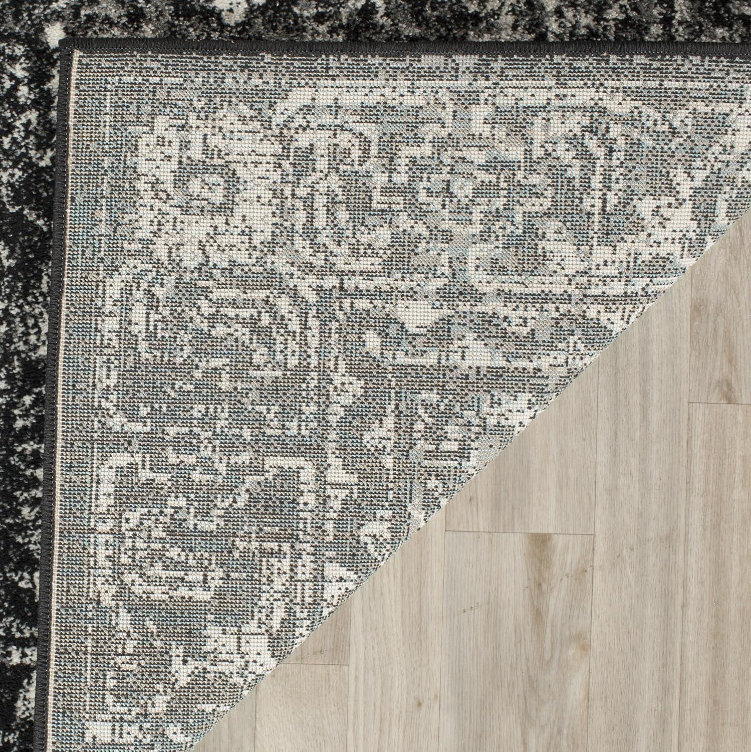 Charcoal & Ivory Synthetic Hand-Knotted Transitional Area Rug - 2'2" x 4'