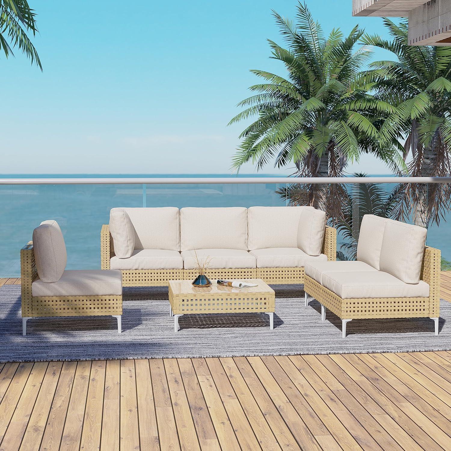 GRANDPATIO 7-Piece Wicker Patio Furniture Set